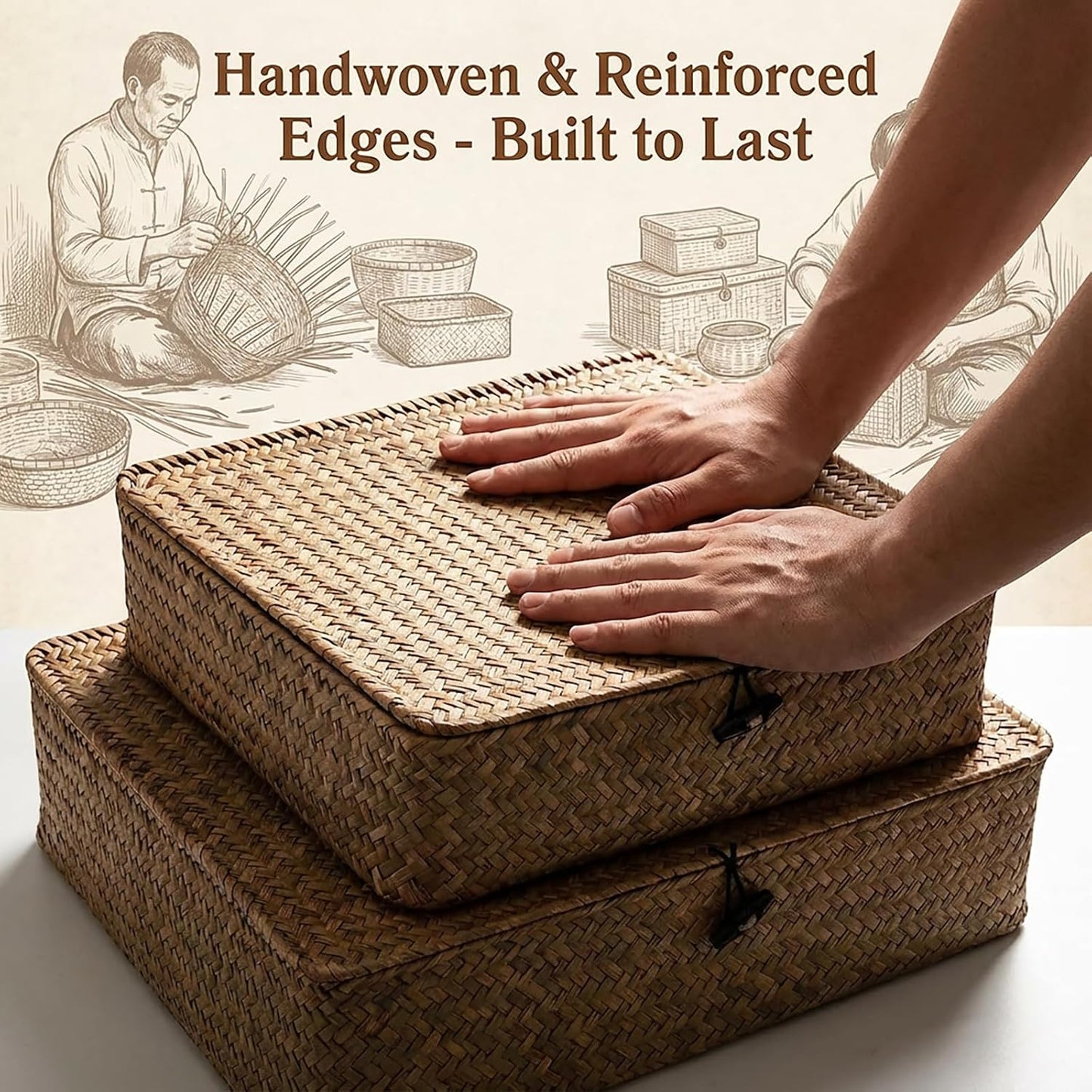 Handmade Seagrass Basket Set / Natural / Set of 2