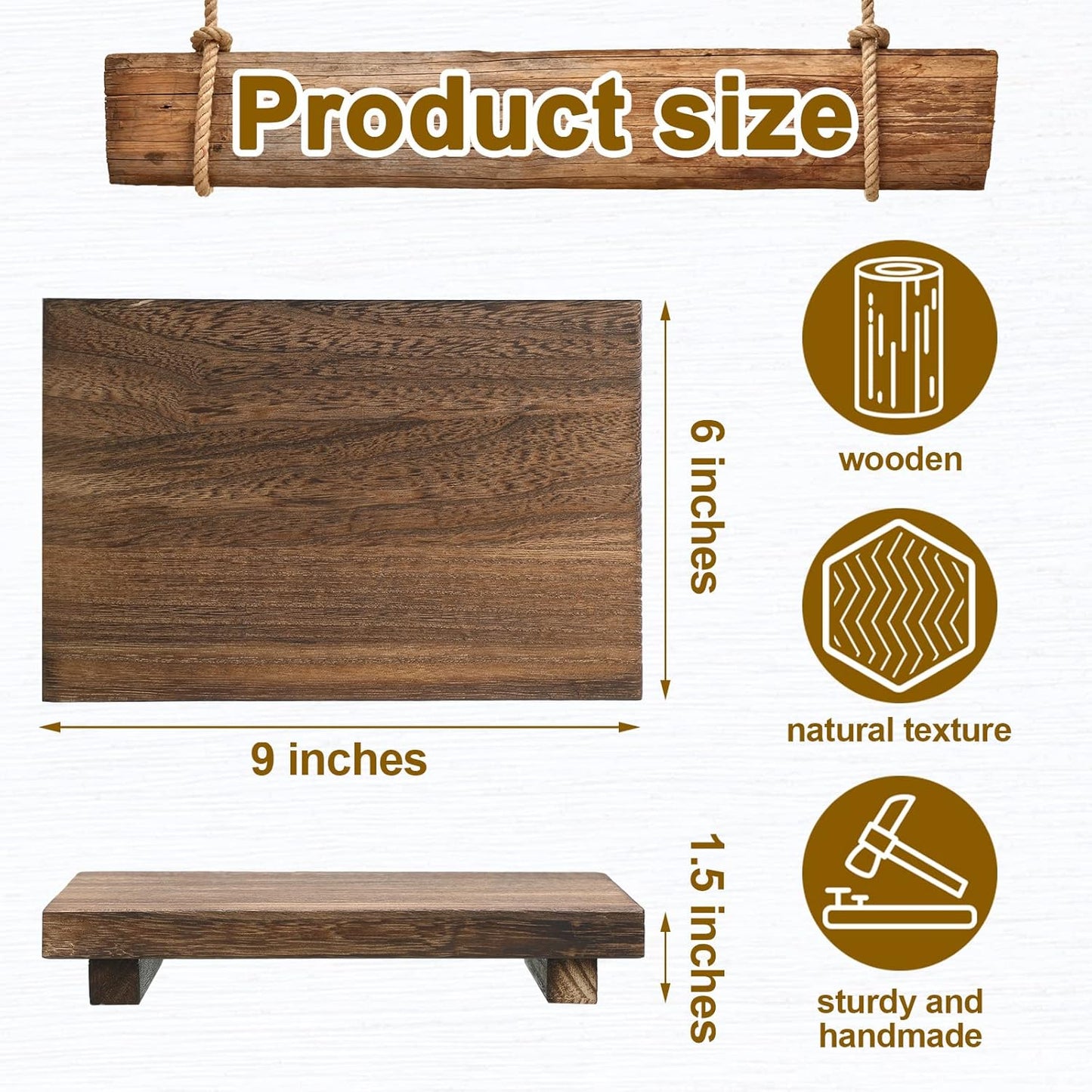 Wood Riser Tray Soap / Brown / 9 x 6