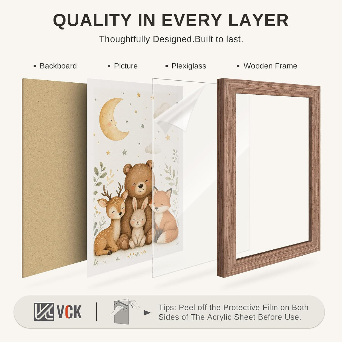 VCK 18x24 Poster Frames Set of 3, Walnut Woodgrain, Wall Hanging | Wide Border, Exclusive Woodgrain, Shatterproof