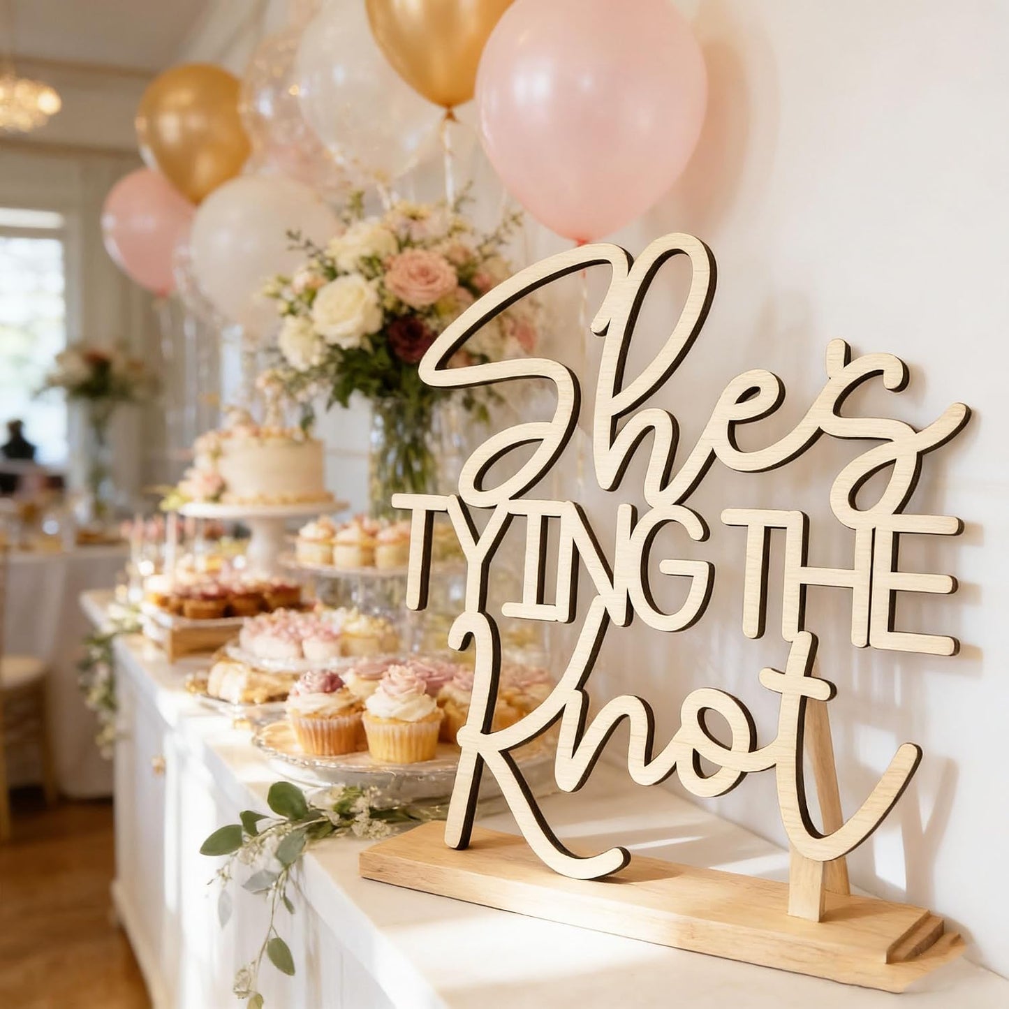 She's Tying The Knot Wedding Shower Wooden Sign
