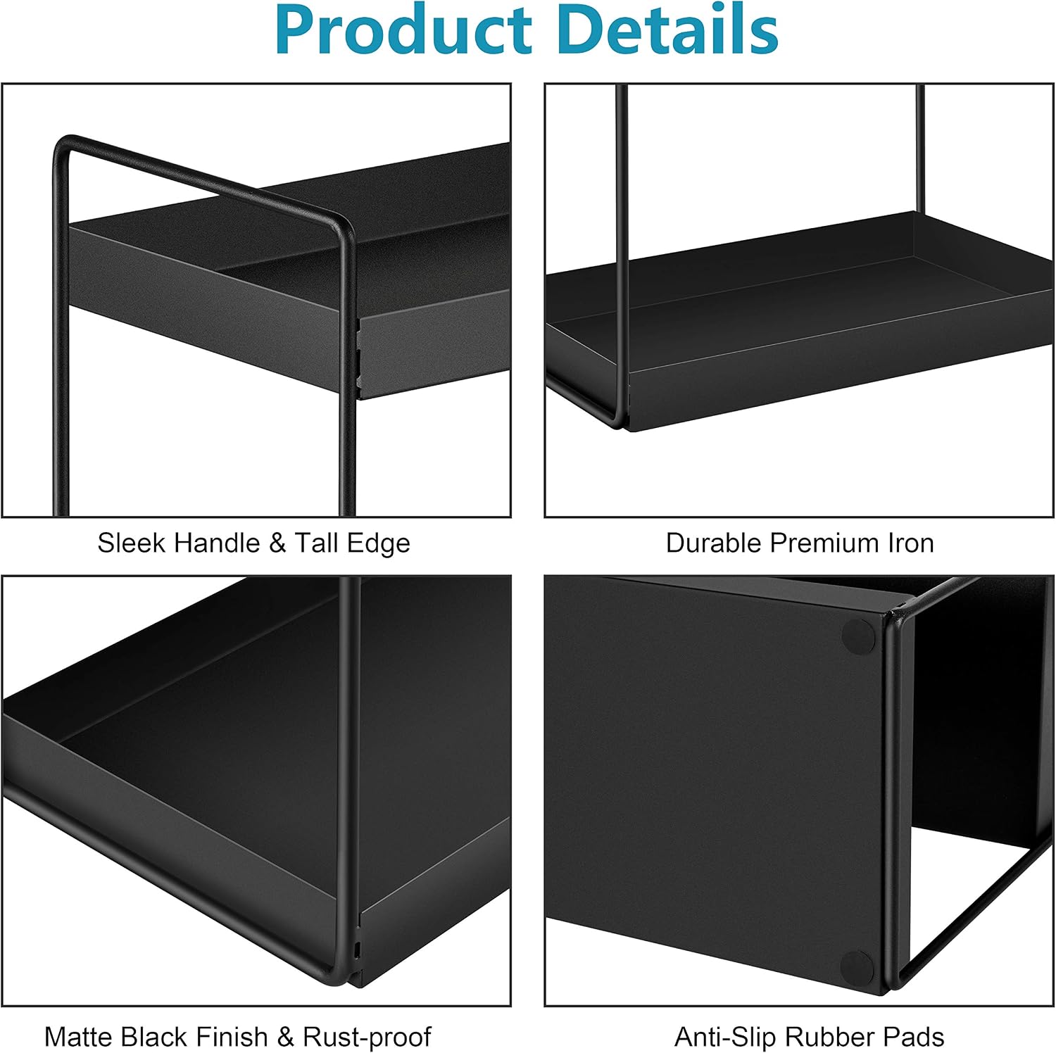 3-Tier Bathroom Countertop Organizer, Black, 12.2" L x 6.7" W x 16.9" H | Vanity Tray, Cosmetic & Makeup Storage