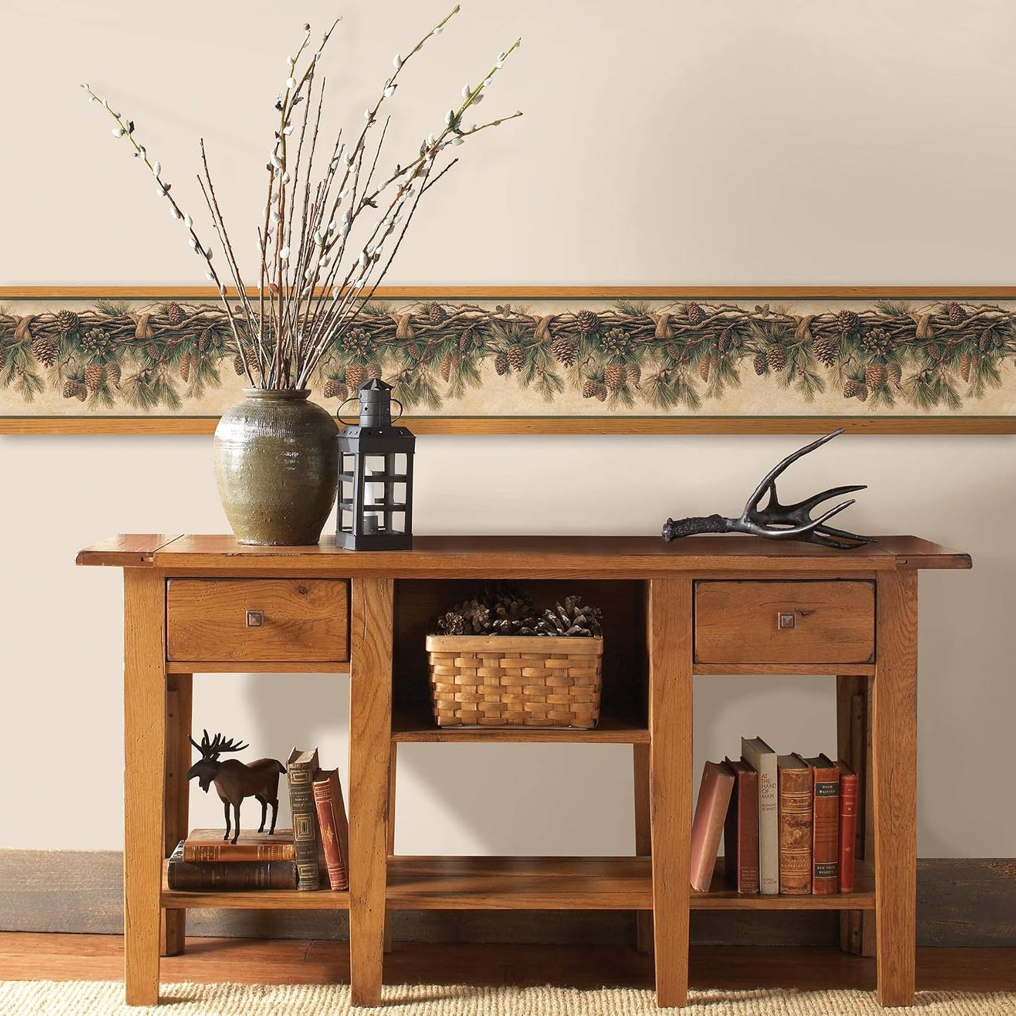 TLL01391B Wyola Pinecone Forest Wallpaper Border