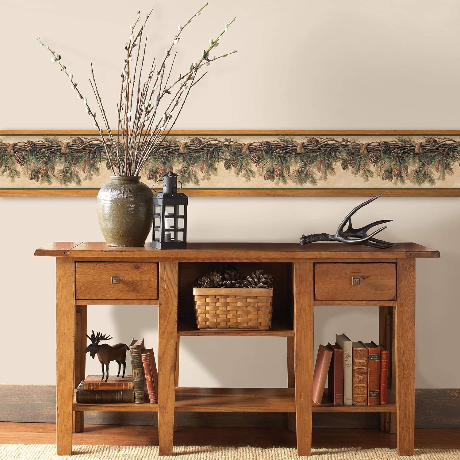 TLL01391B Wyola Pinecone Forest Wallpaper Border