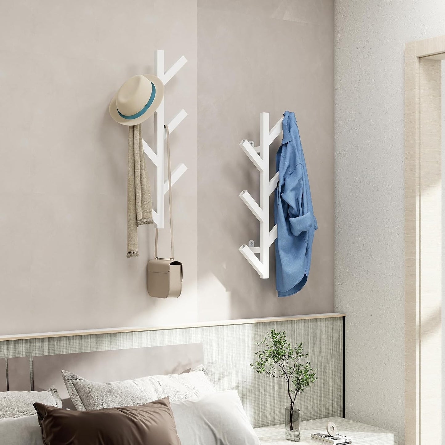 Vlush Wall Mounted Metal Coat Rack with 6 Hooks Modern Minimalist & Upright Coat Rack for Hanging Clothes, Hats