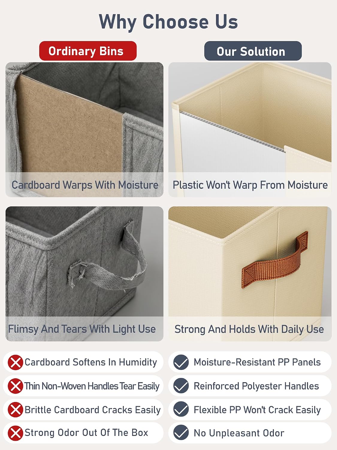 Large Closet Storage Baskets Bins / Beige / 14 x 10 x 10 / Set of 6