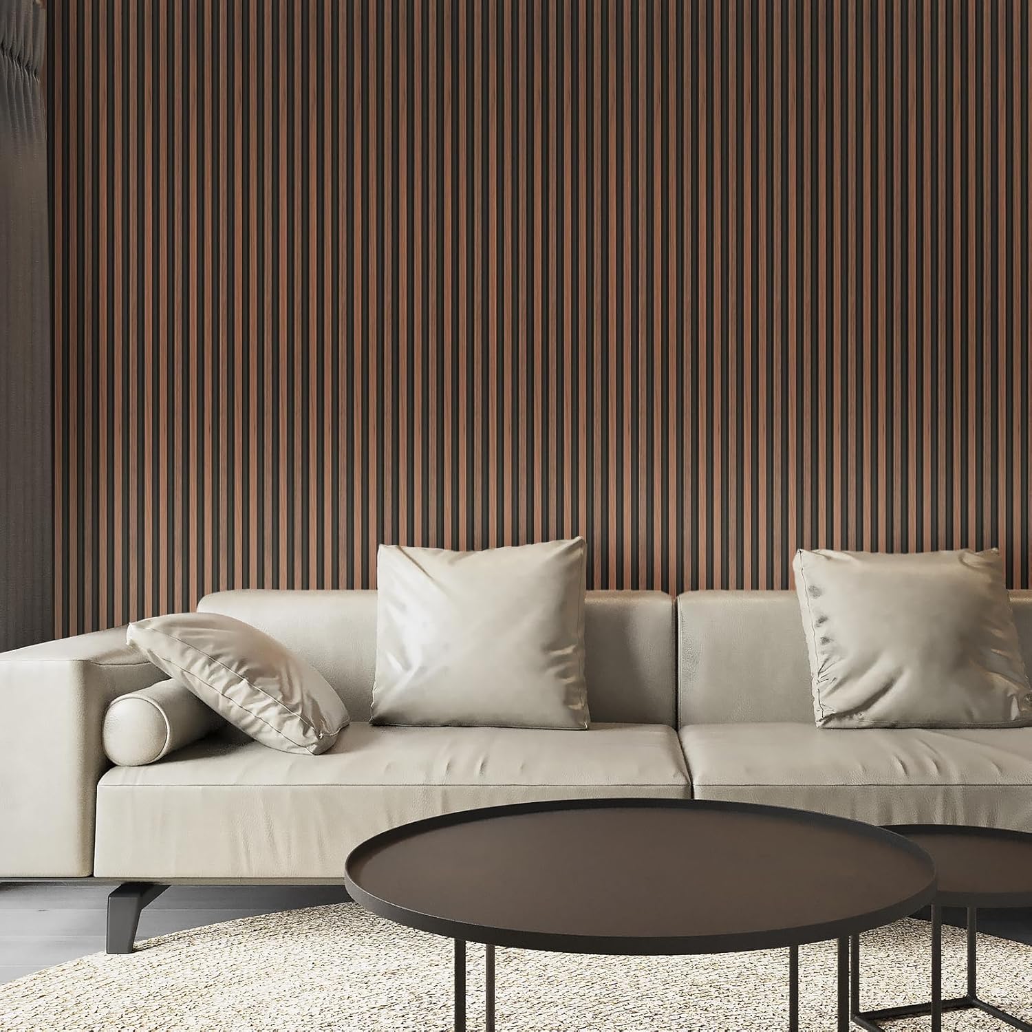 WPC Wood Slat Wall Panel for Interior Décor / 96 x 6 / Walnut / Set of 8