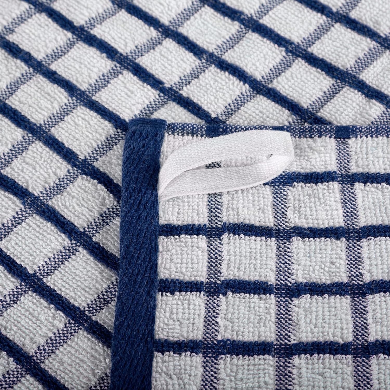 White Classic Premium Dish Towels for Kitchen, with Hanging Loop [8 Pack] Heavy Duty Absorbent 100% Cotton 410 GSM