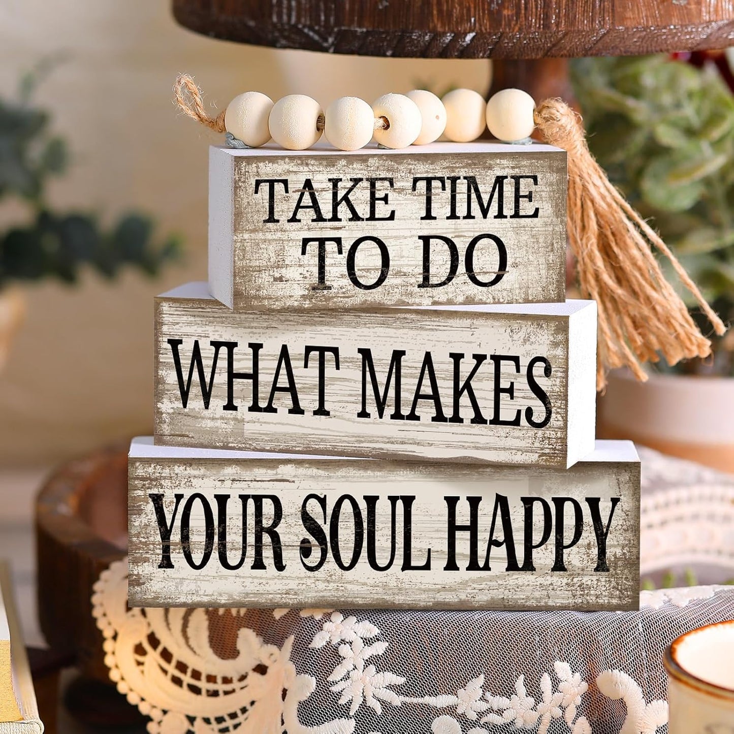 Farmhouse Tabletop Decoration Farmhouse Tiered Tray Decor Rustic Retro / Inspirational / Set of 4