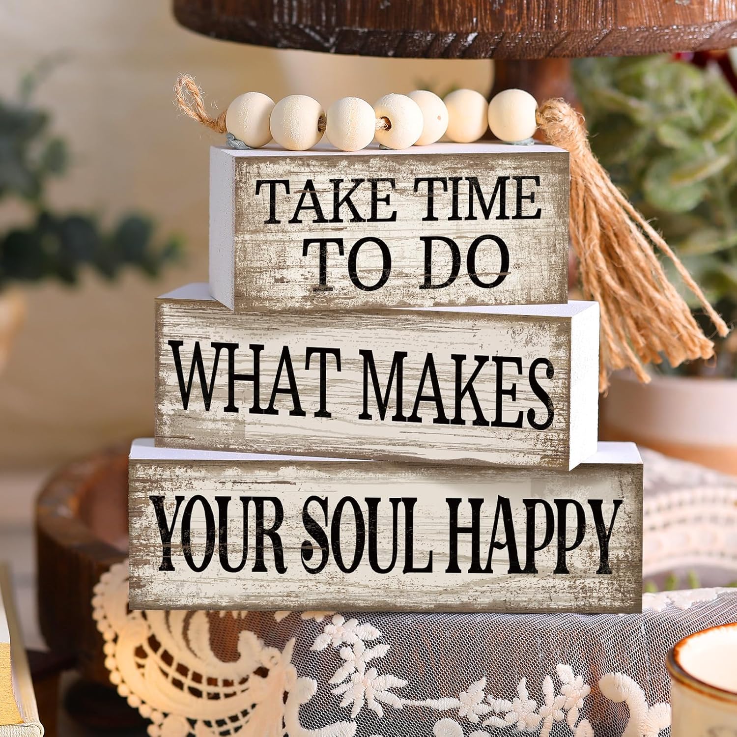 Farmhouse Tabletop Decoration Farmhouse Tiered Tray Decor Rustic Retro / Inspirational / Set of 4