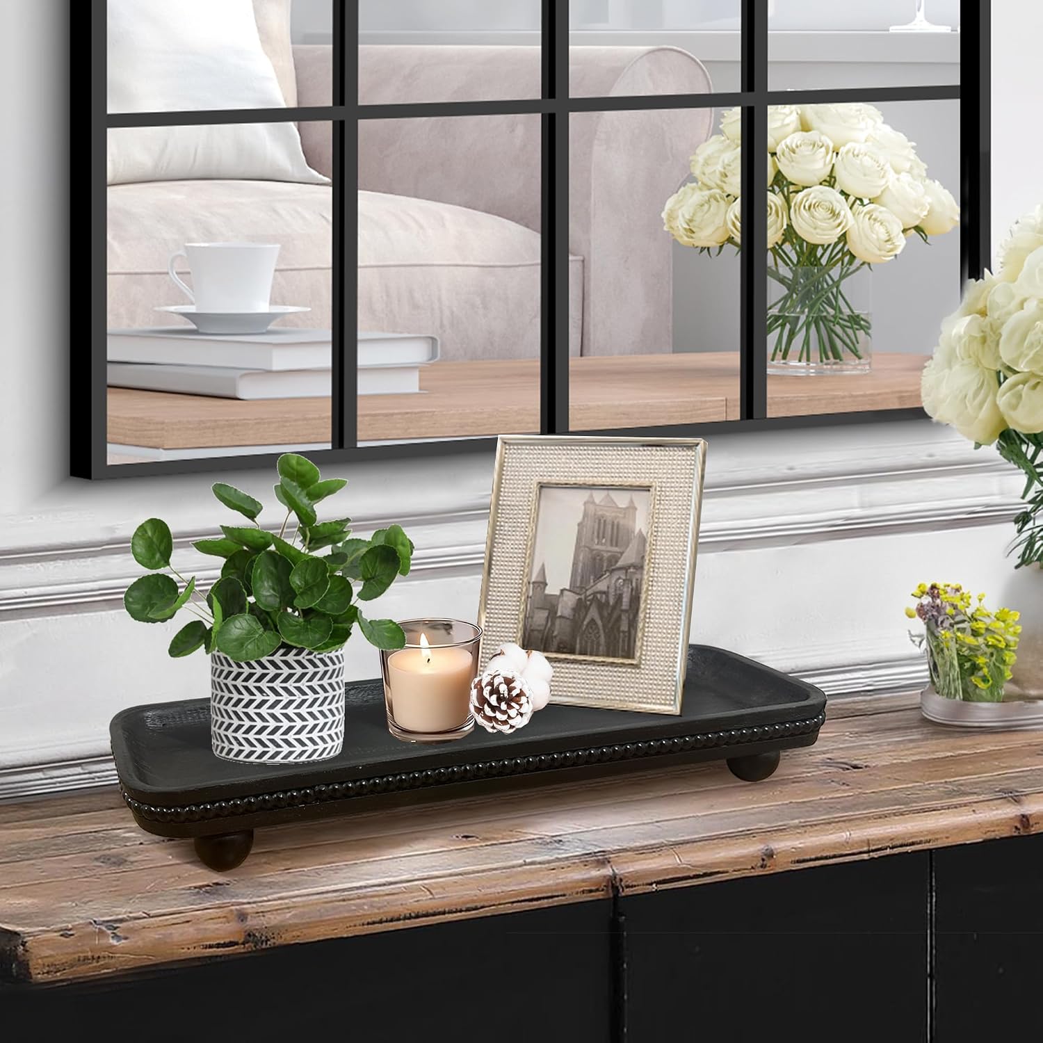 Oval Wooden Decorative Tray / Black