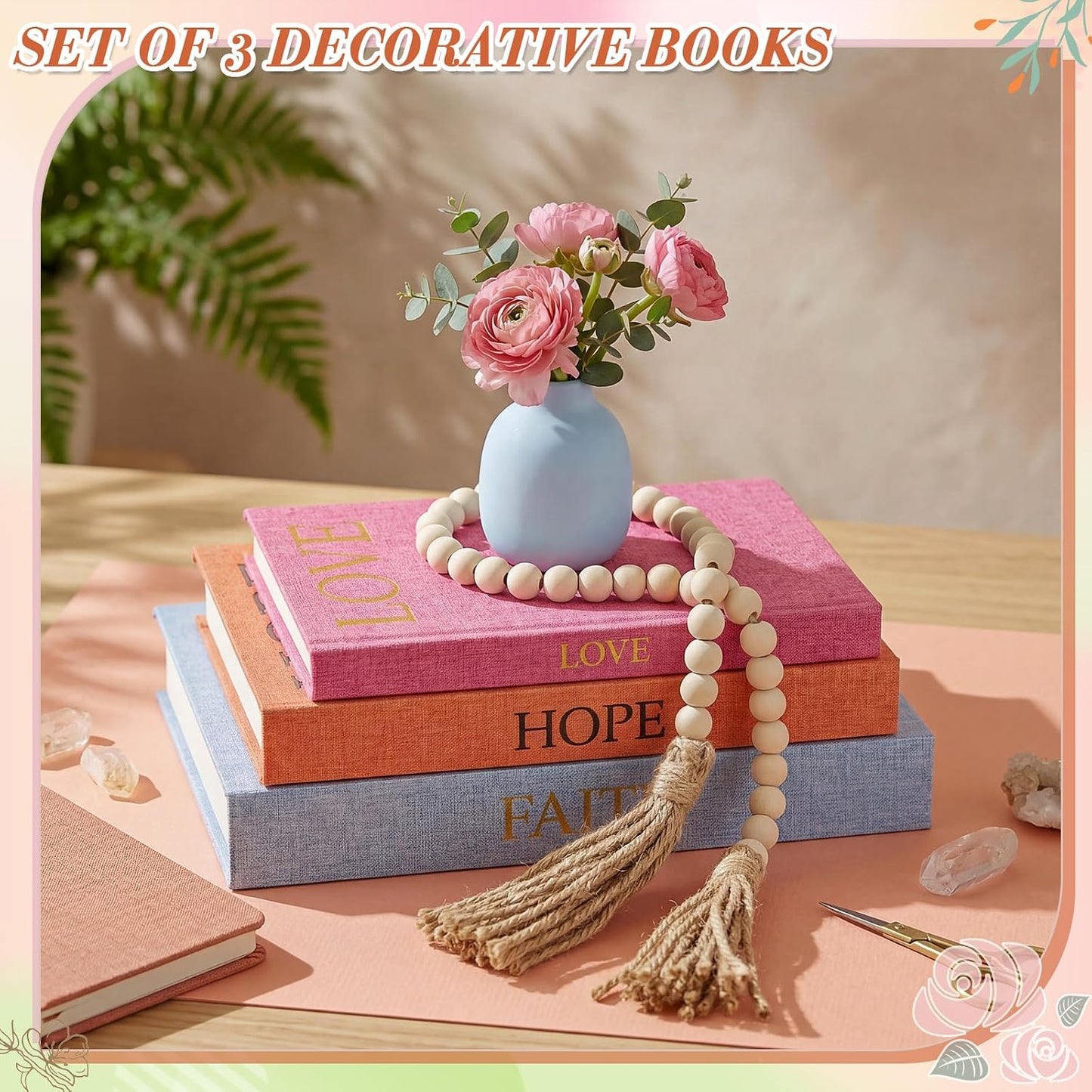 Linen Decorative Books / Colorful / Set of 3