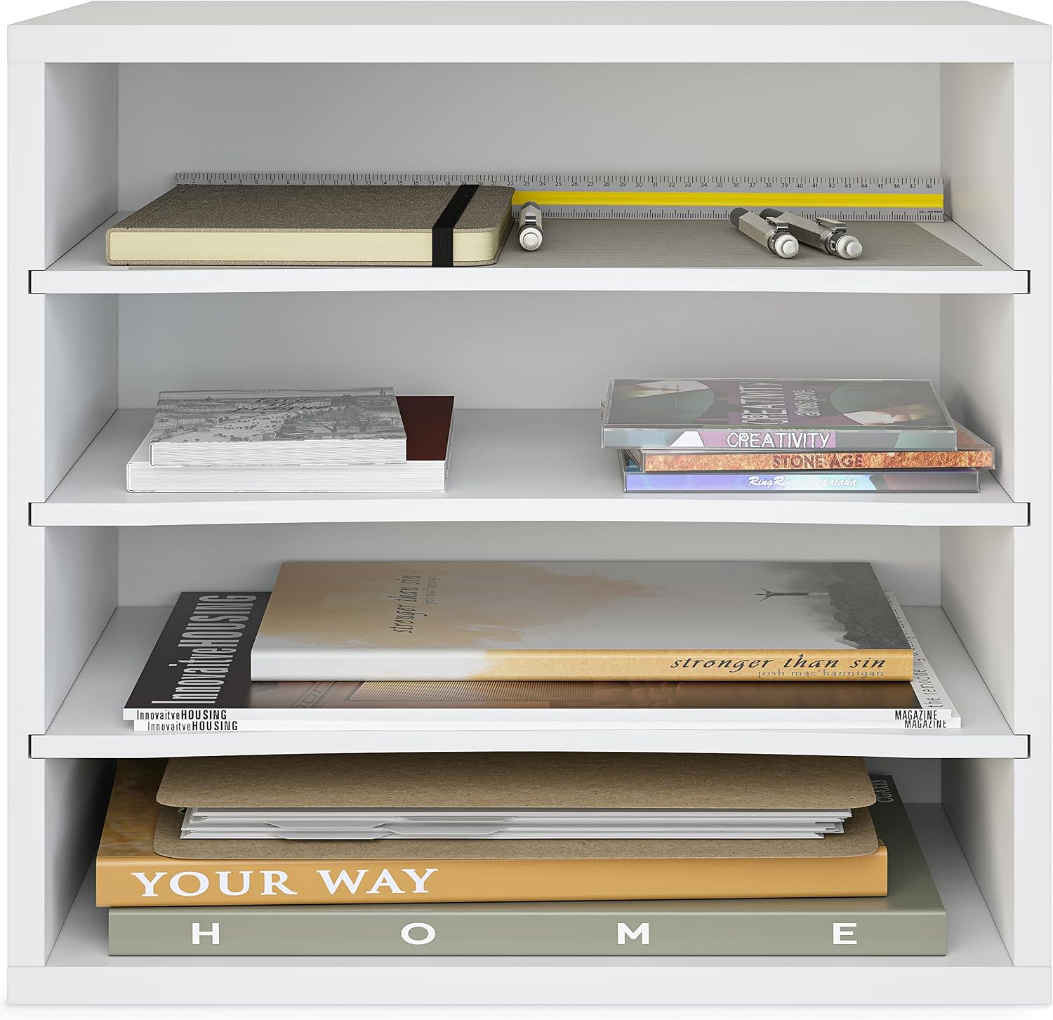 Ballucci 4-Tier Paper Organizer for Desk, Stackable Organizer Tray, Desk Storage Shelves, Stacking Letter Paper Tray
