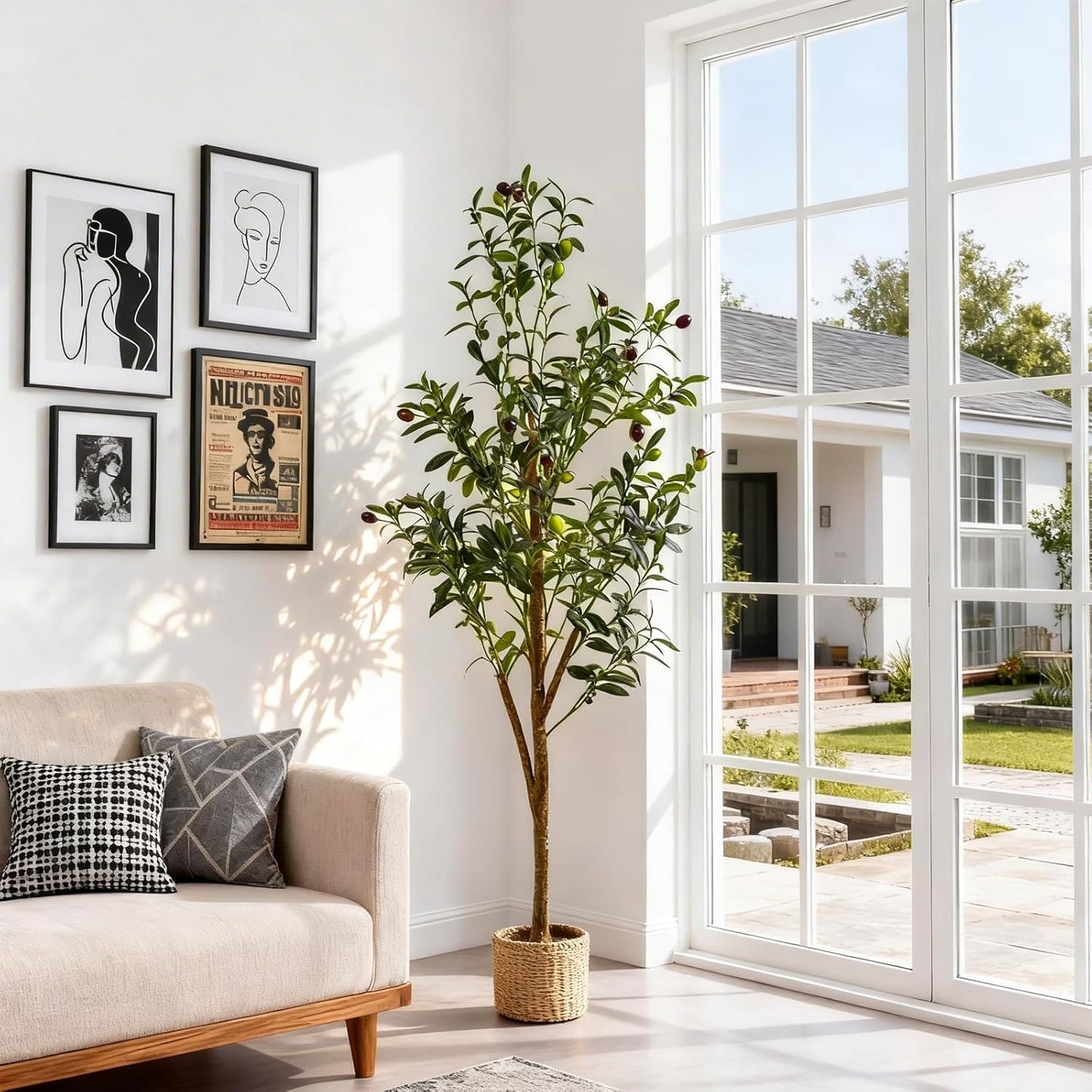 Indoor Tall Faux Olive Tree in Planter / Olive Tree 4ft / 4 Inch