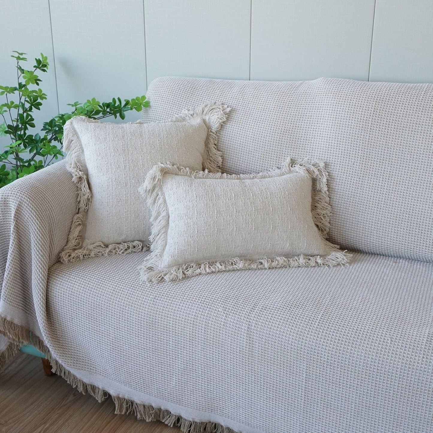 Fringe Tassels Super Soft Bed Pillow Shams Farmhouse / 12 x 20 / Throw Pillow Covers / Pattern D