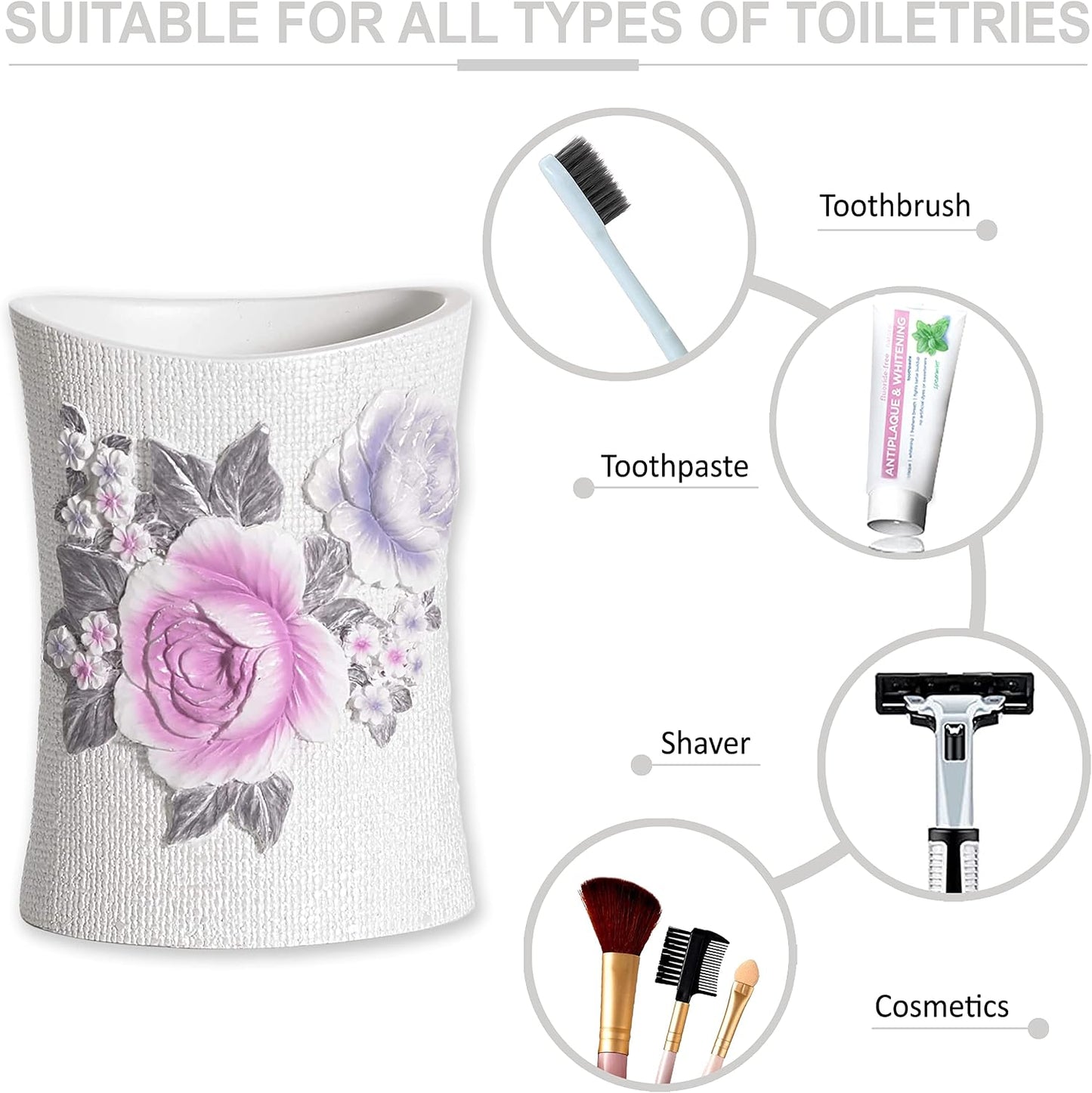 Zahari Home 4pc Michelle Bathroom Accessories Sets Lotion Pump, Tumbler, Tooth Brush Holder and Soap Dish Unique Design