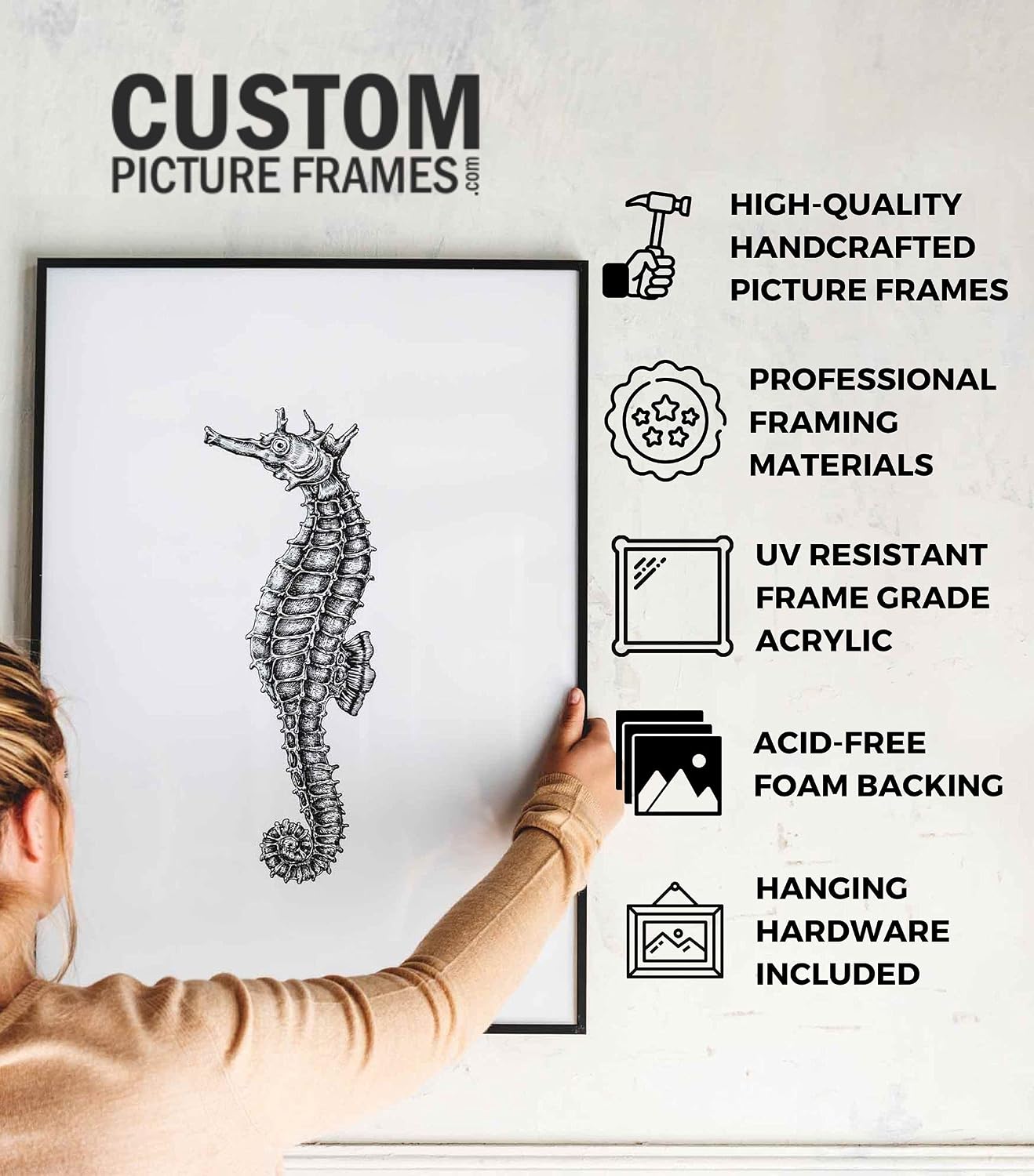 10x10 Shadow Box Black Extra Deep 2" Solid Wood Shadow Box with White Acid-Free Backing, UV Acrylic Plexiglass &