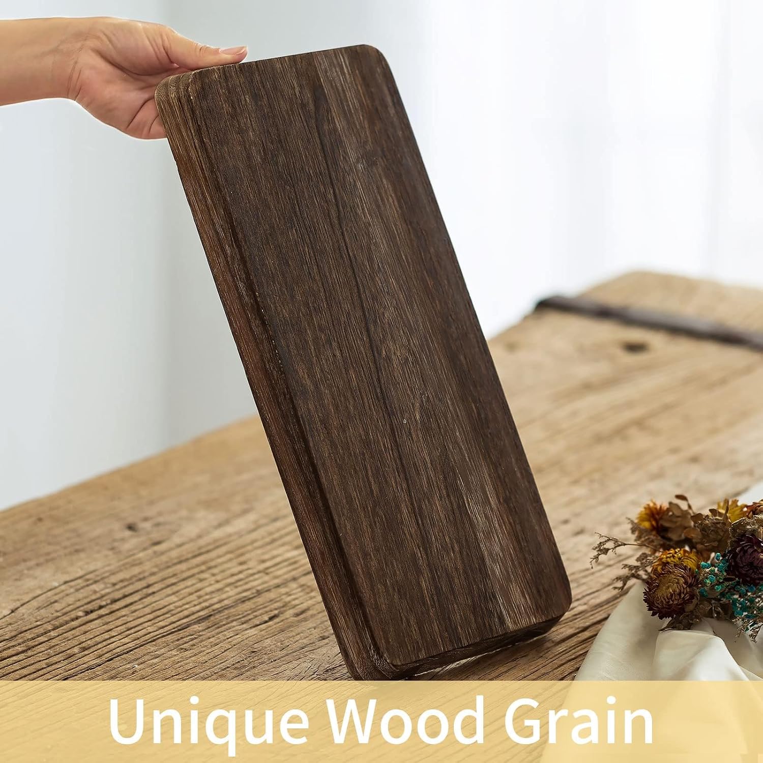 Wooden Decorative Tray Candle Holder / Rustic-rectangular