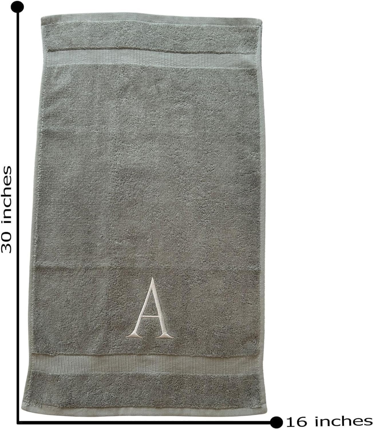 Gray with Silver Monogrammed Hand Towels for Bathroom - Set of 2 Letter M | Luxury Hotel Quality Initial Towels For