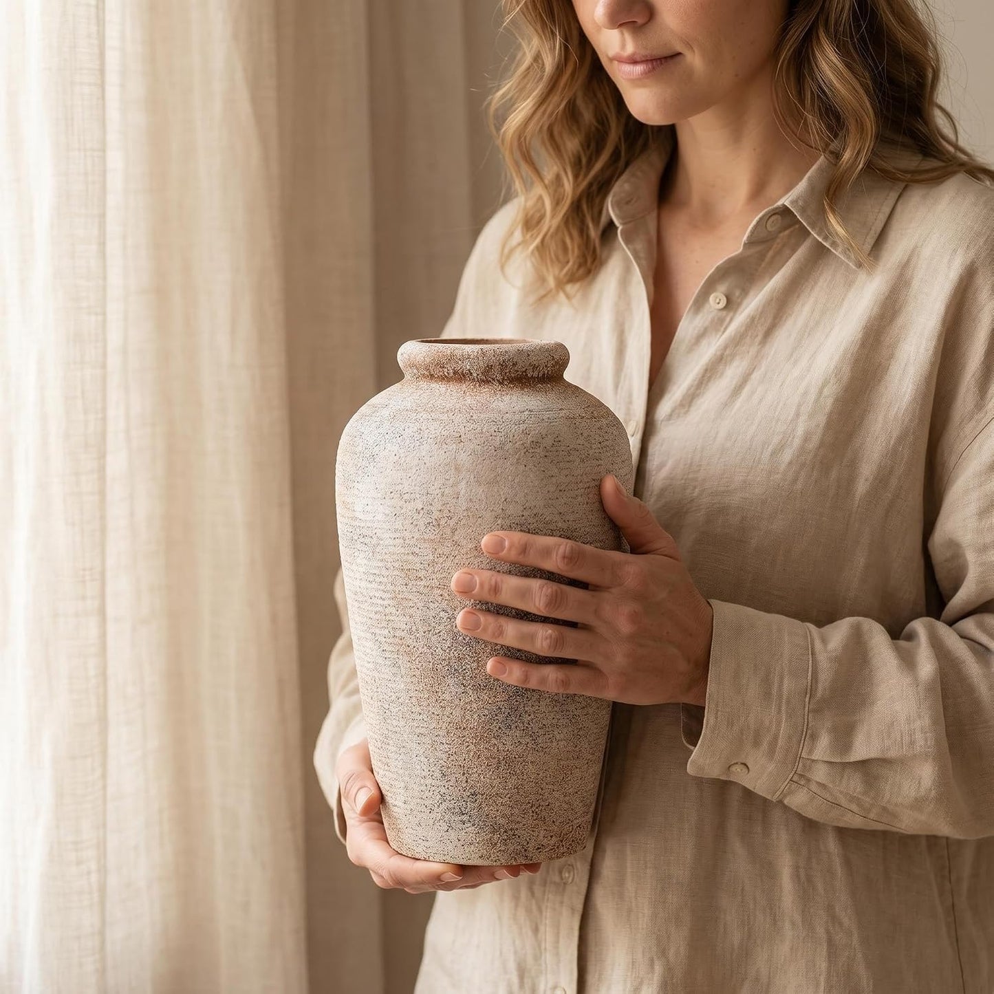 Rustic Farmhouse Vase / 101-terracotta / 10.8 Inch