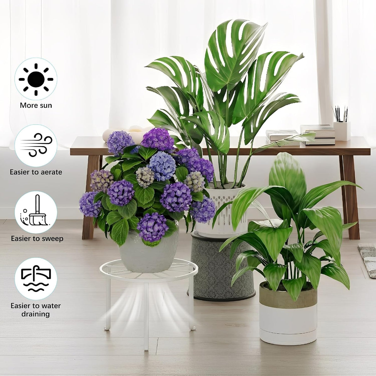 5 Pack Heavy Duty Metal Plant Stand, Anti-Rust Flower Pot Holder for Indoor Outdoor Garden Patio