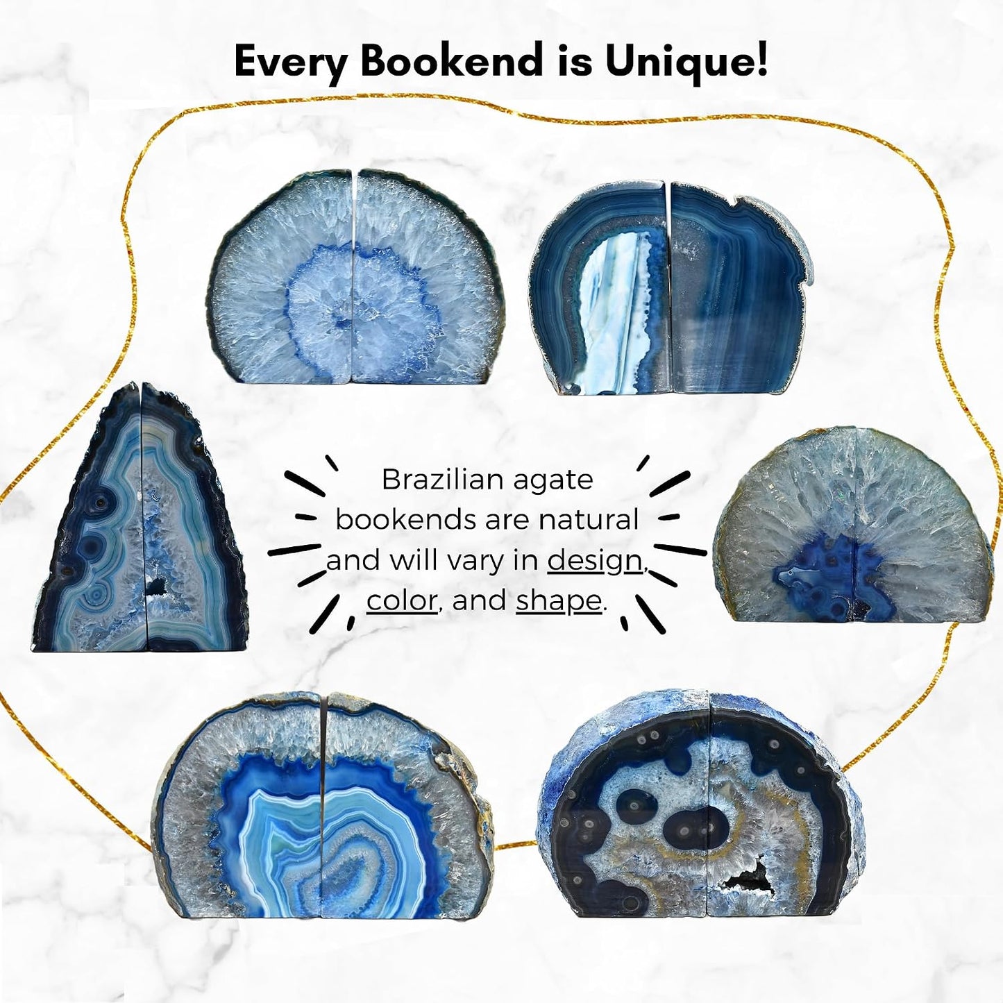 Agate Stone Bookends / Teal / A Grade 2 - 3 Lbs