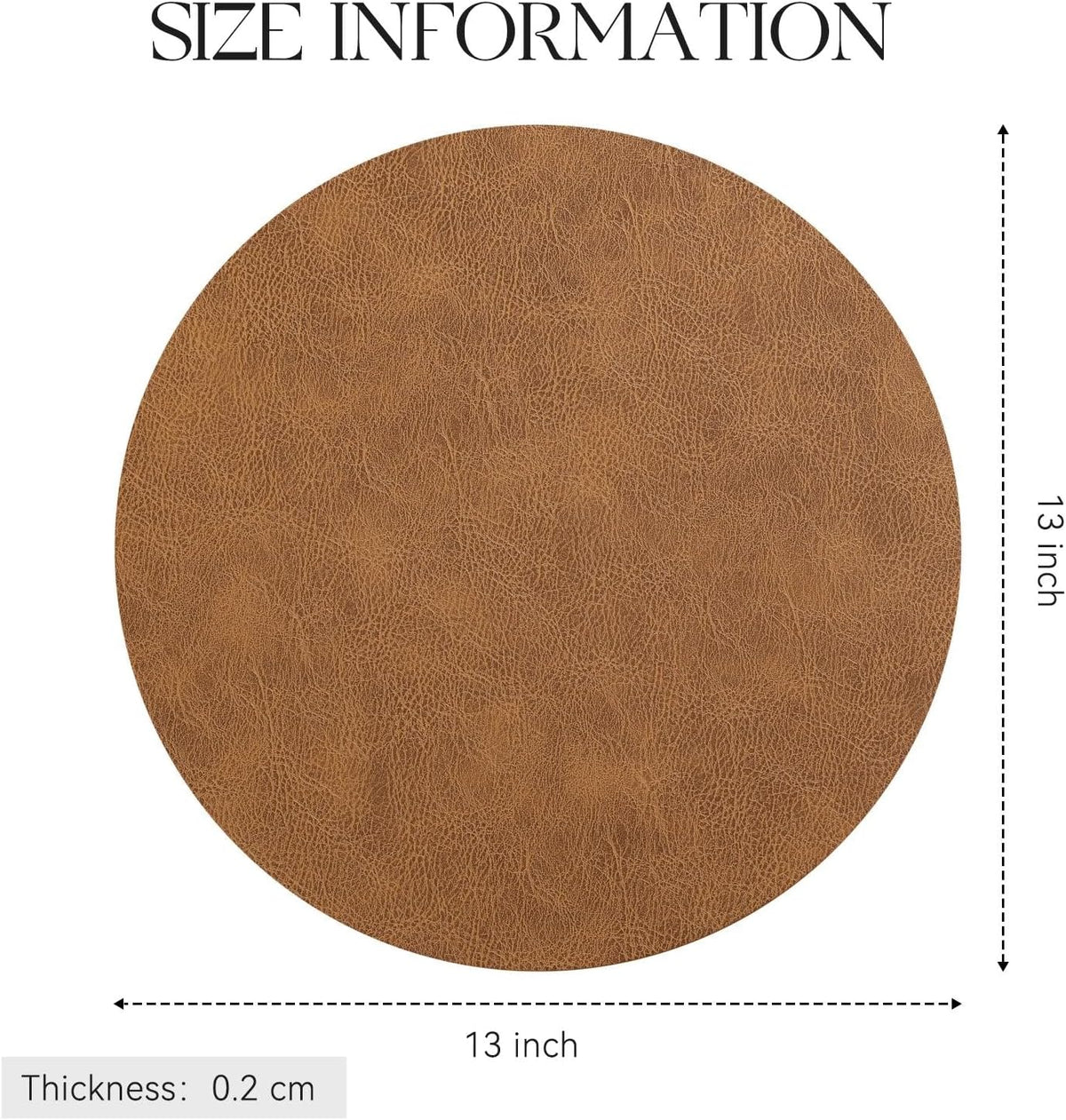 MOSAYT 13 Inch Round Vinyl Placemats Set of 8 - Faux Leather 100% Waterproof Oil-Proof Wipeable PU Place Mats, Heat