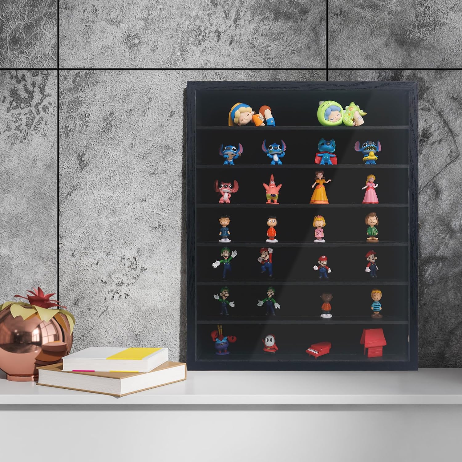 16x20 Wooden Shadow Box Frame with Removable Shelves Deep Display Case for Military Medals Keepsakes Black