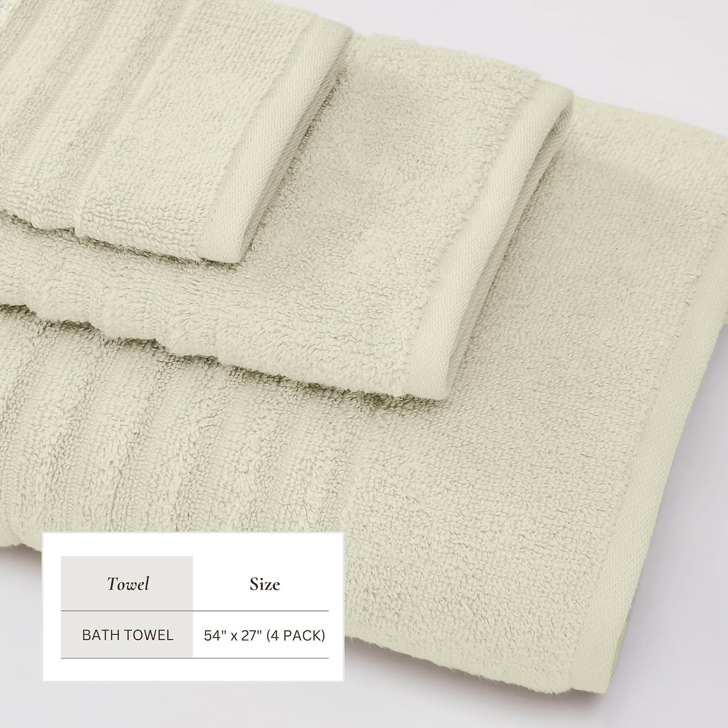 Great Bay Home 4 Pack Bath Towel Set - 100% Cotton Towels - Absorbent & Quick-Dry Towels for Bathroom (Sage Green)