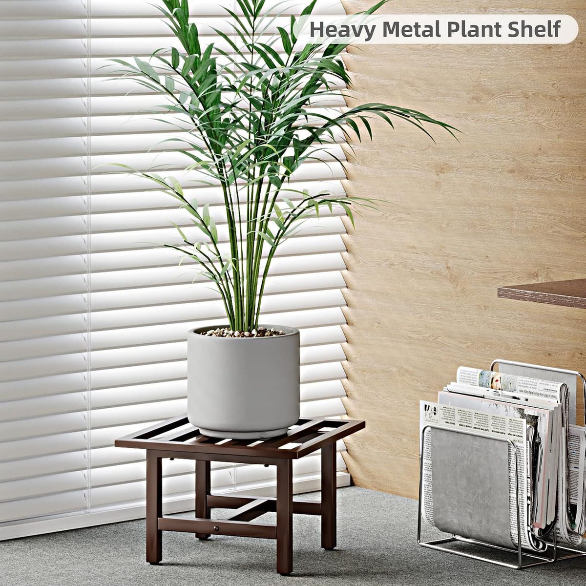 Heavy Duty Metal Plant Stand Outdoor, 330 lbs Iron Square Plant Stand Indoor, Rustproof Low Pedestal for Large Flower