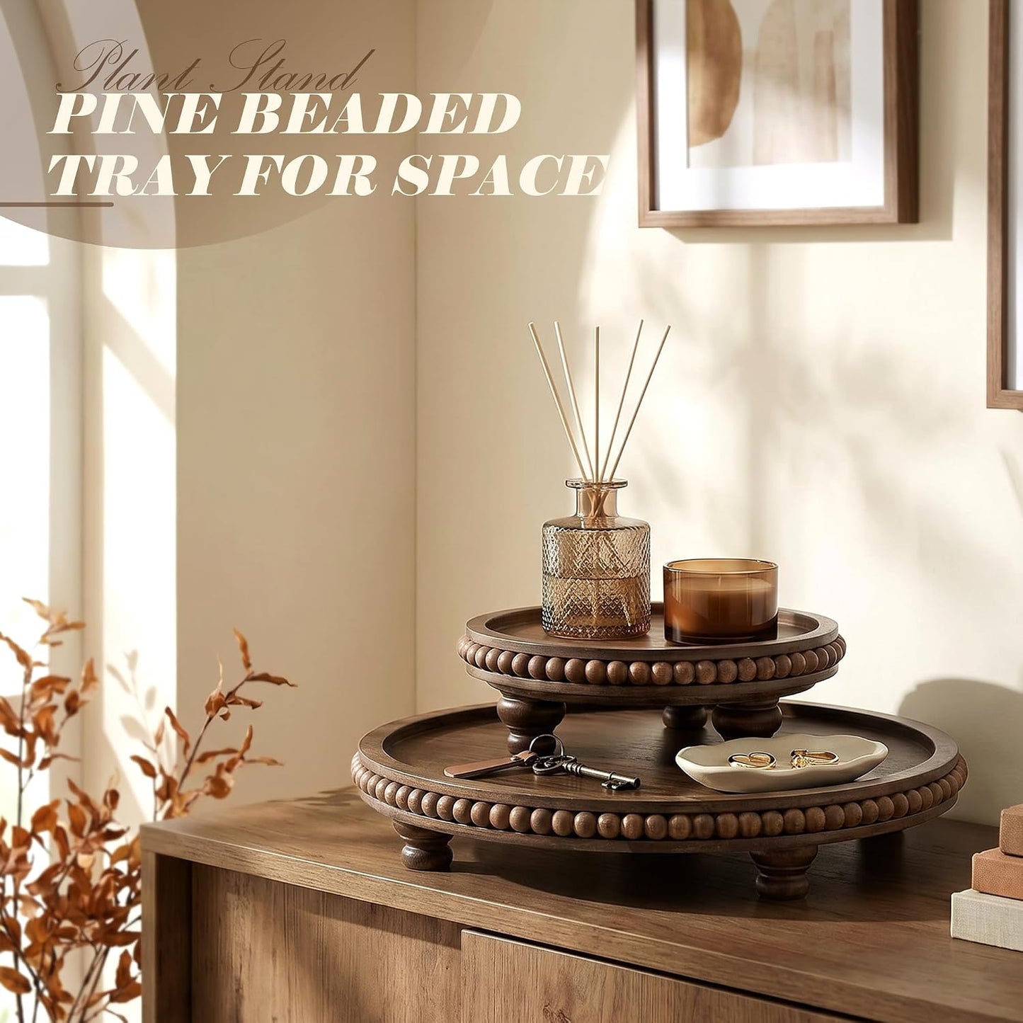 Cake Stand forCoffee Table / Darkacacia / Set of 2
