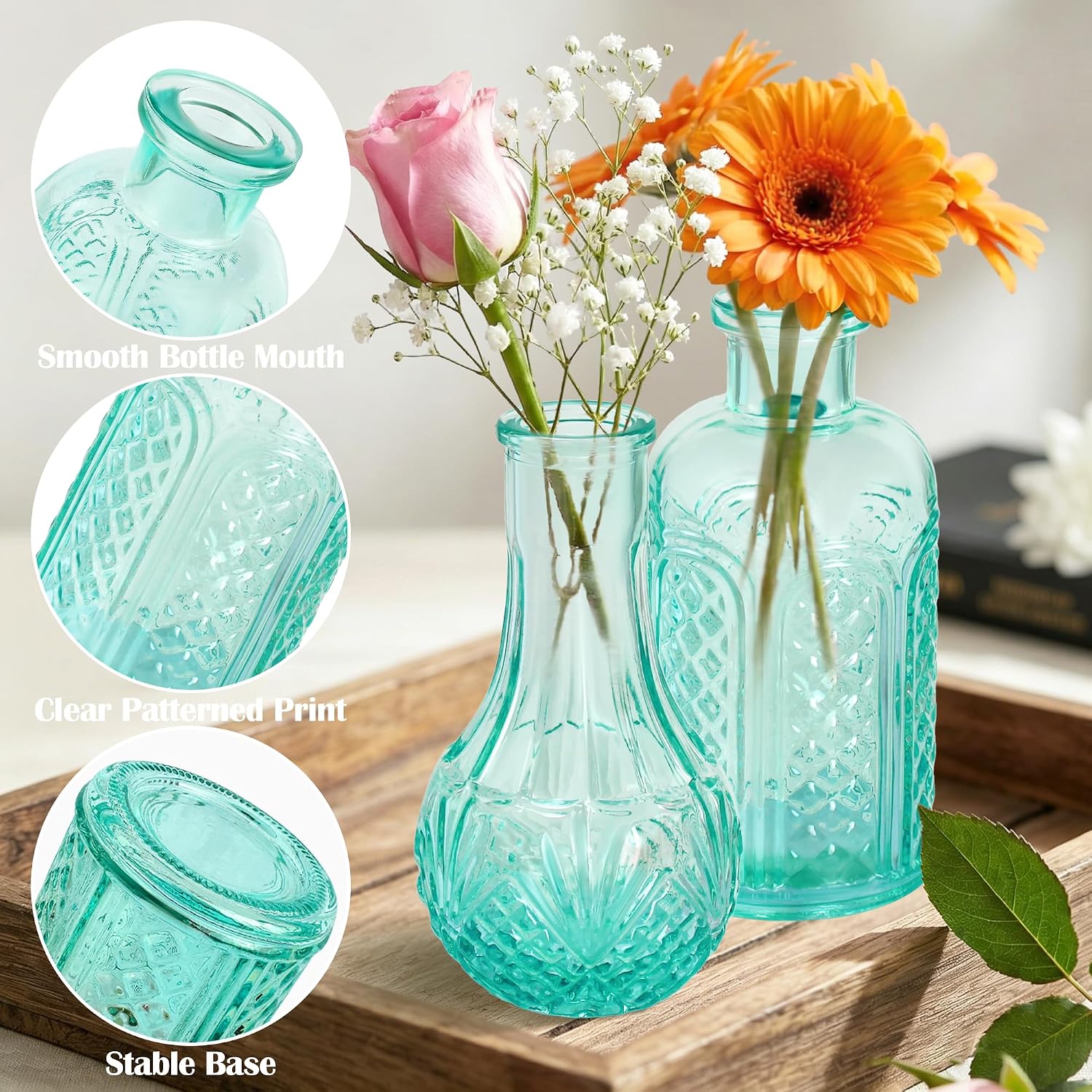 Glass Bud Vases in Bulk / Colorful / Set of 5