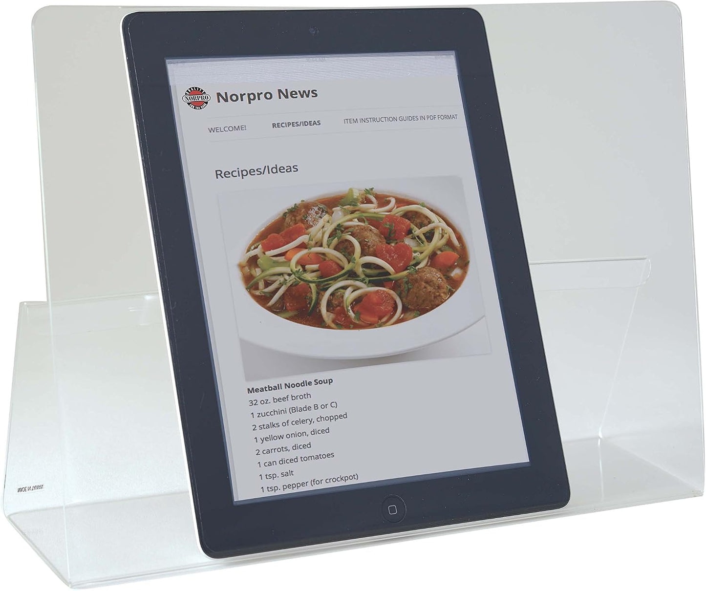 Norpro Acrylic CookBook / IPad / Tablet Holder, 9"D x 12.5"W x 3.25"H