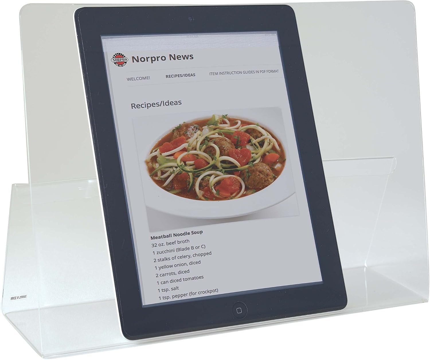 Norpro Acrylic CookBook / IPad / Tablet Holder, 9"D x 12.5"W x 3.25"H