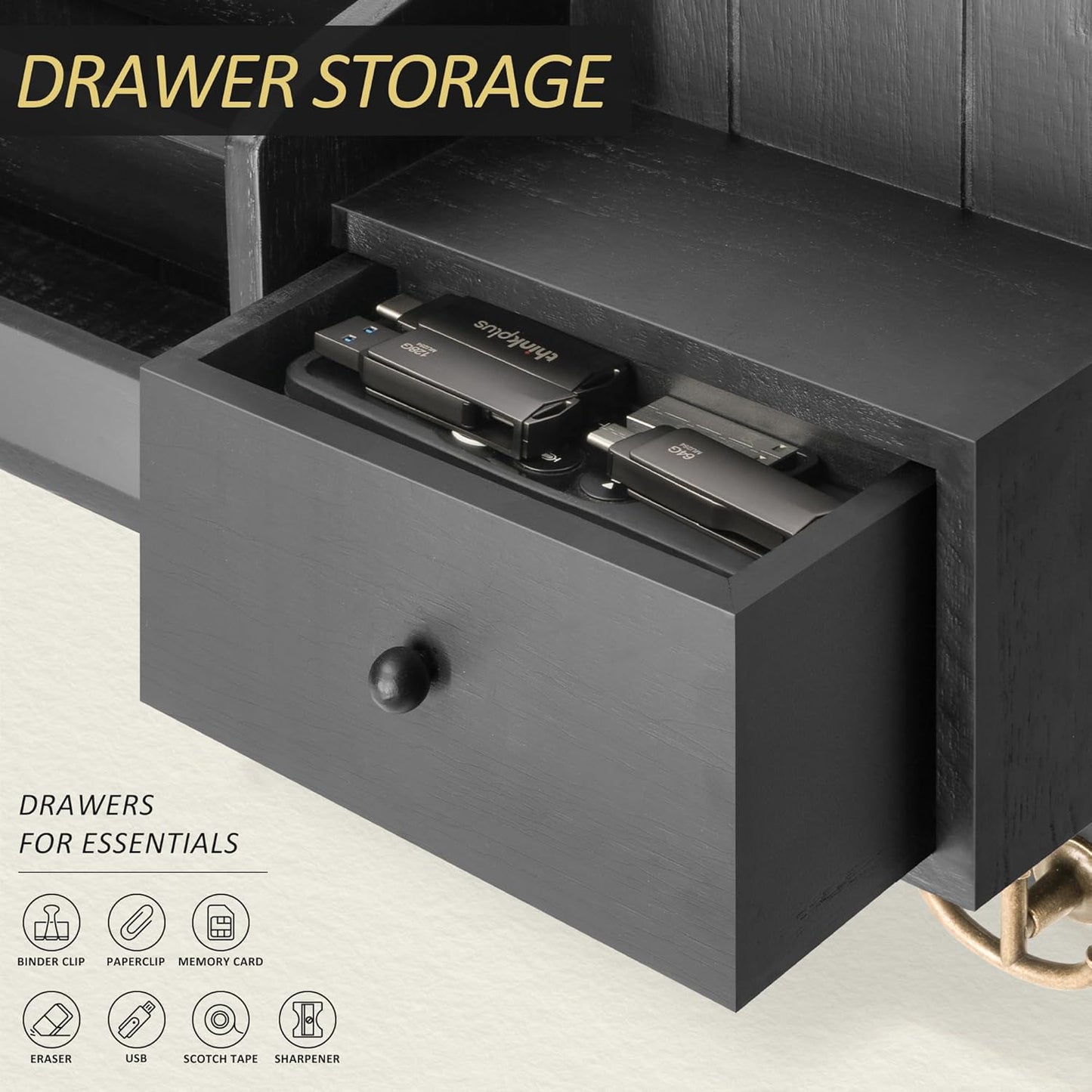 Key Hooks and Drawer / Black
