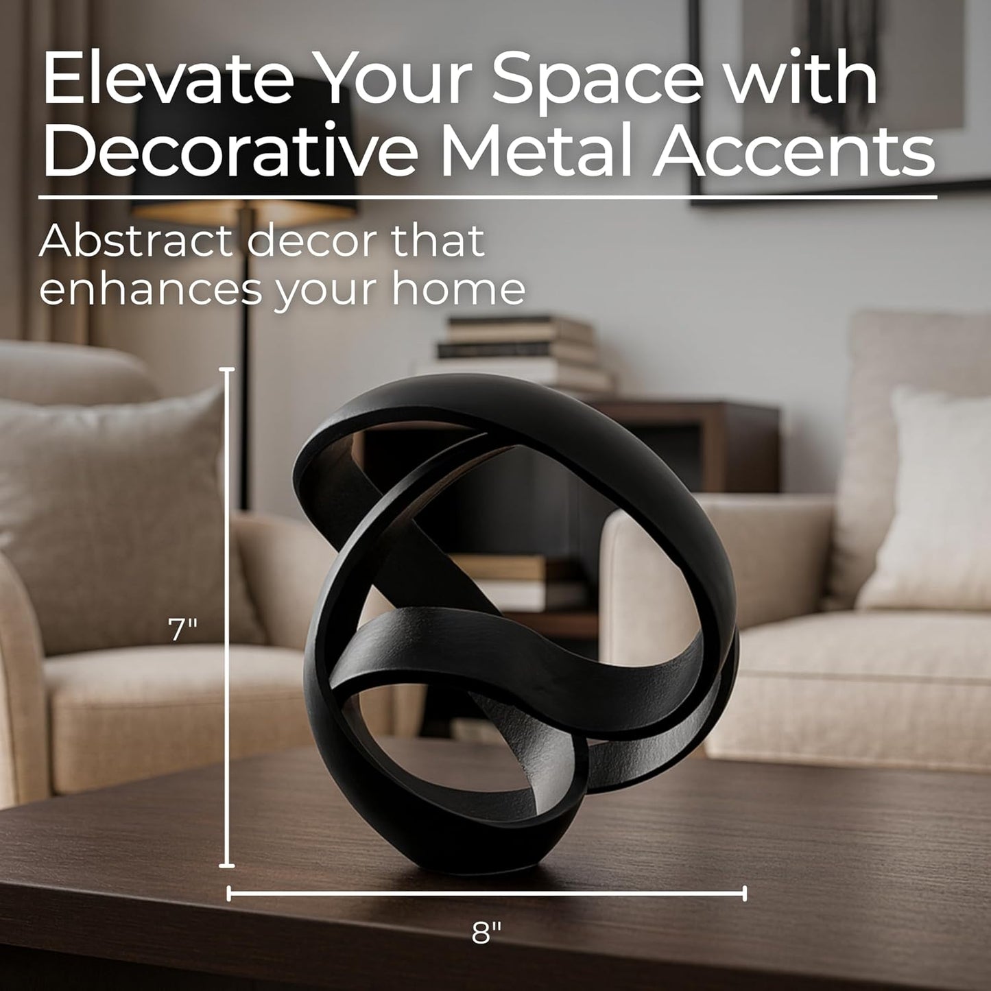Minimalist Shelves & Coffee Table Decor / 7" H / Black