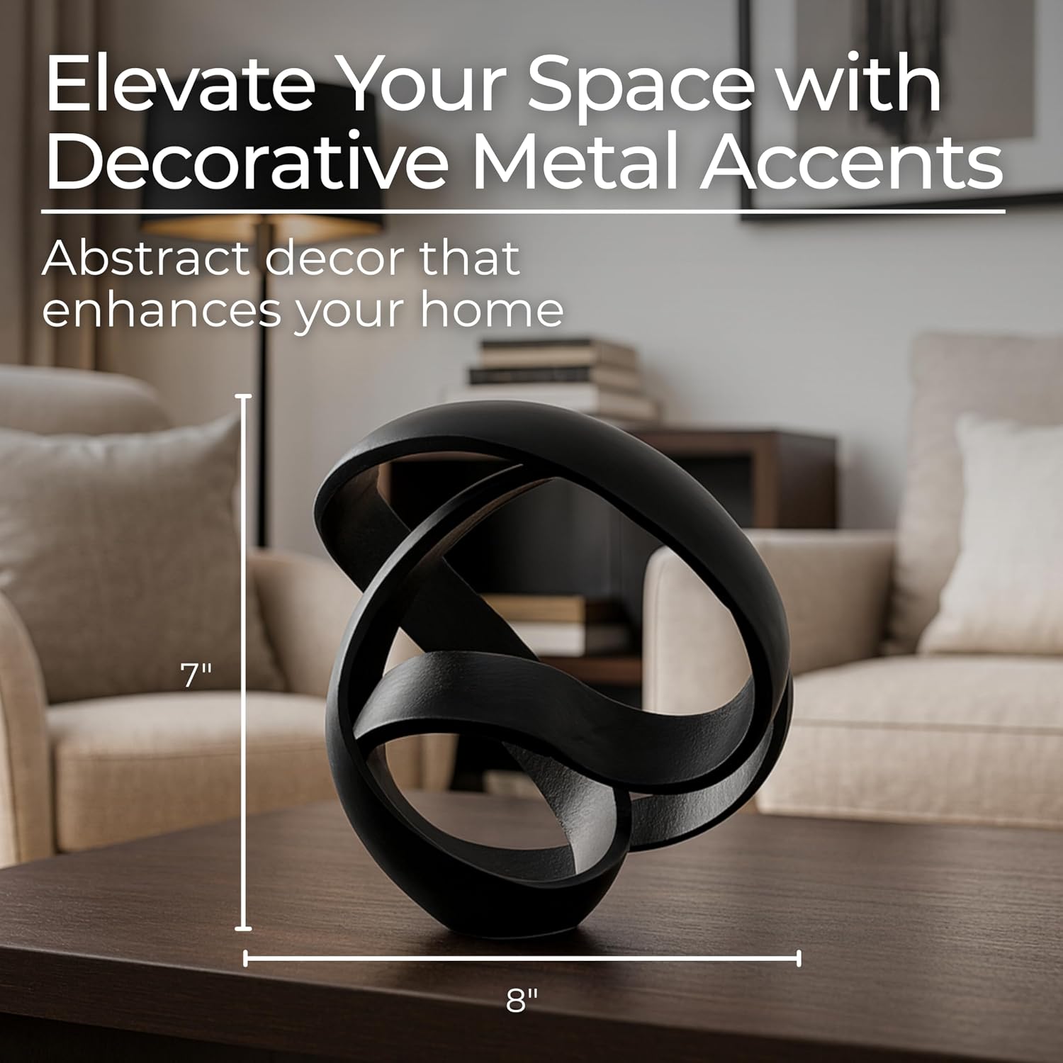 Minimalist Shelves & Coffee Table Decor / 7" H / Black
