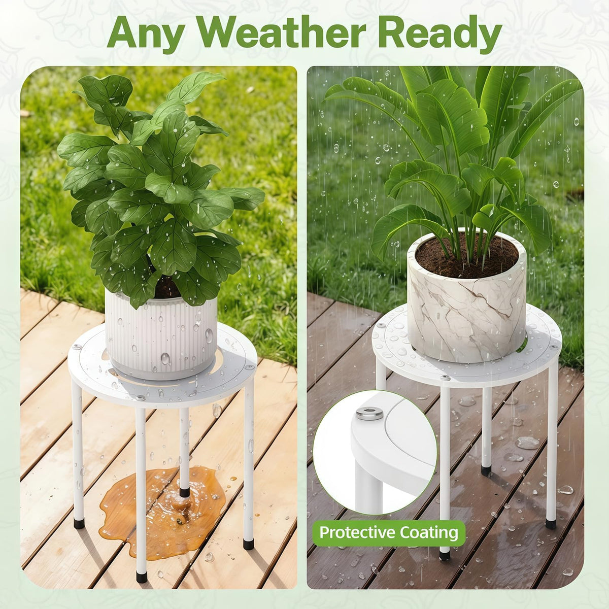 iDavosic.ly 5-Pack Metal Plant Stands for Indoor Outdoor, 10'' Small, White | Flower Pot Holder, Anti-Rust Heavy Duty