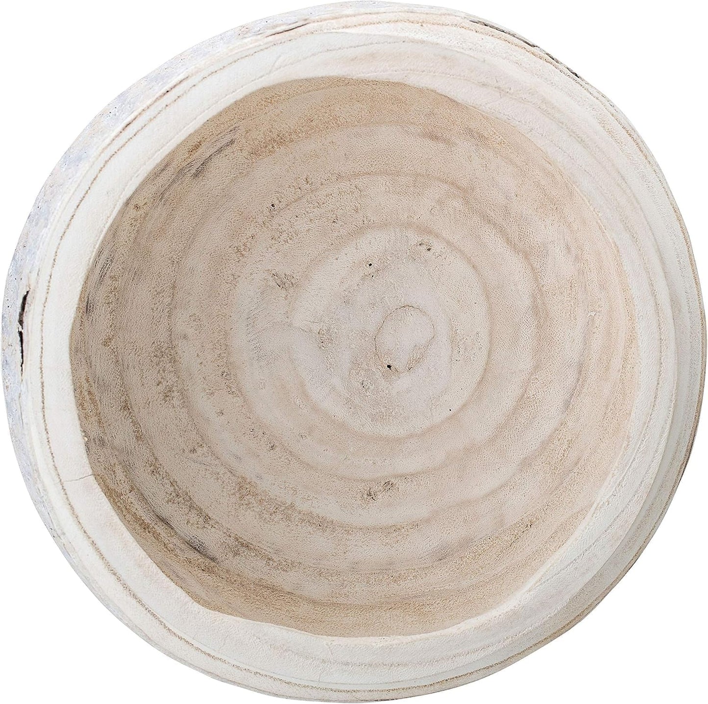 Large Whitewashed Decorative Wood Bowl