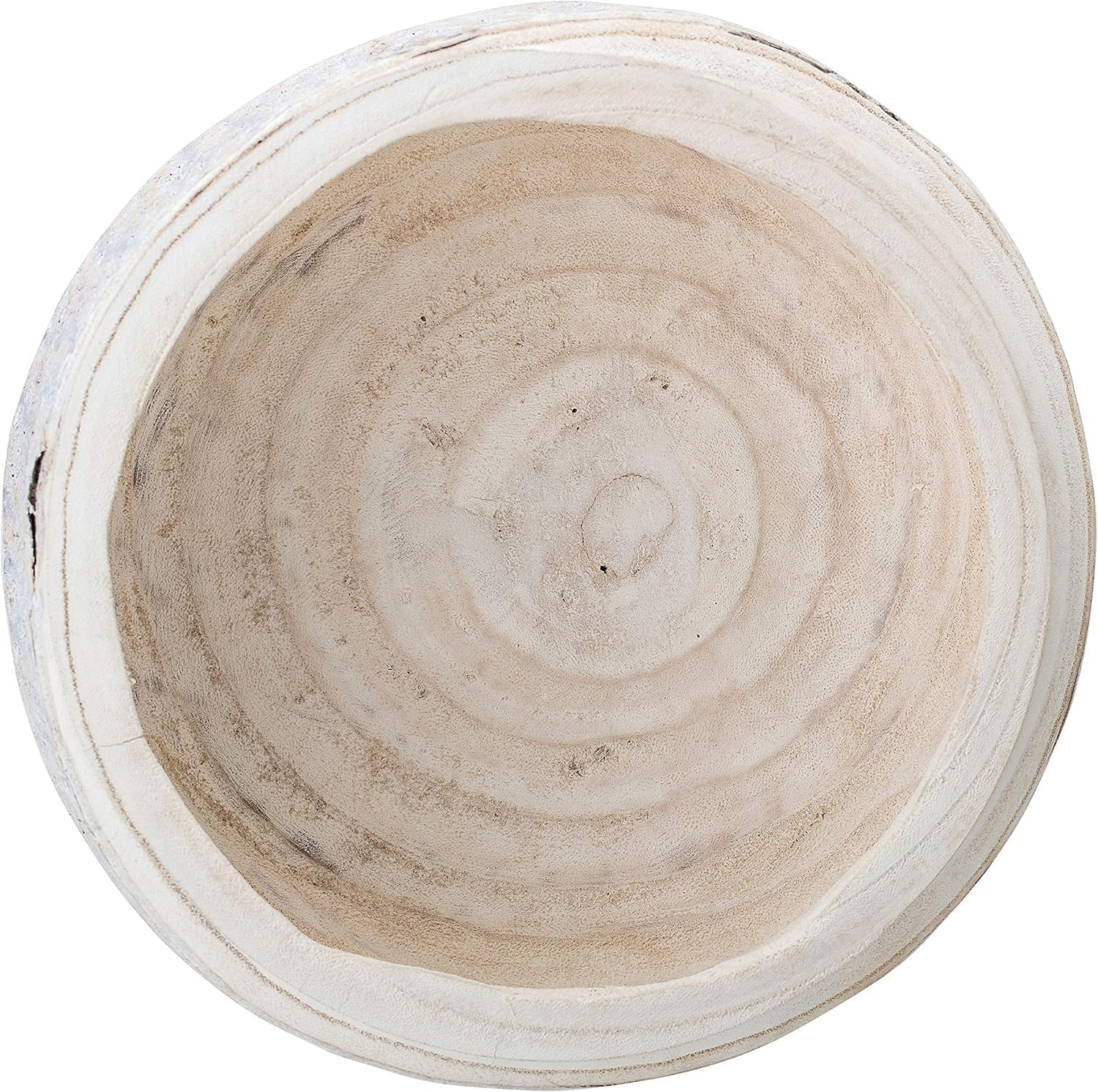 Large Whitewashed Decorative Wood Bowl