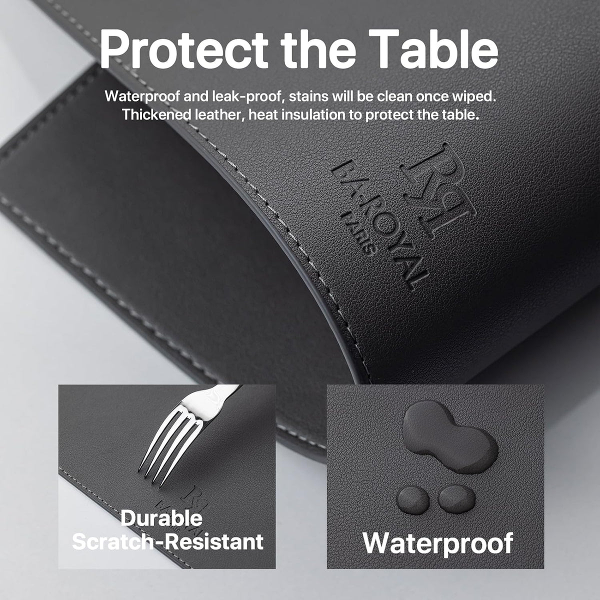 Baroyal Faux Leather Placemats Set of 12 Vinyl Washable Wipeable Table Mats for Kitchen Dining Table Heat Resistant