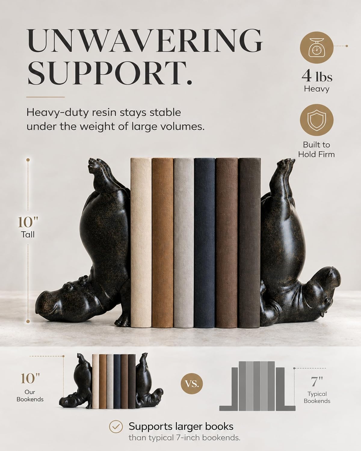 Heavy Resin Acrobatic Hippo Bookends Ends Book Ornament Creative Hippo Notebook Holder / Black
