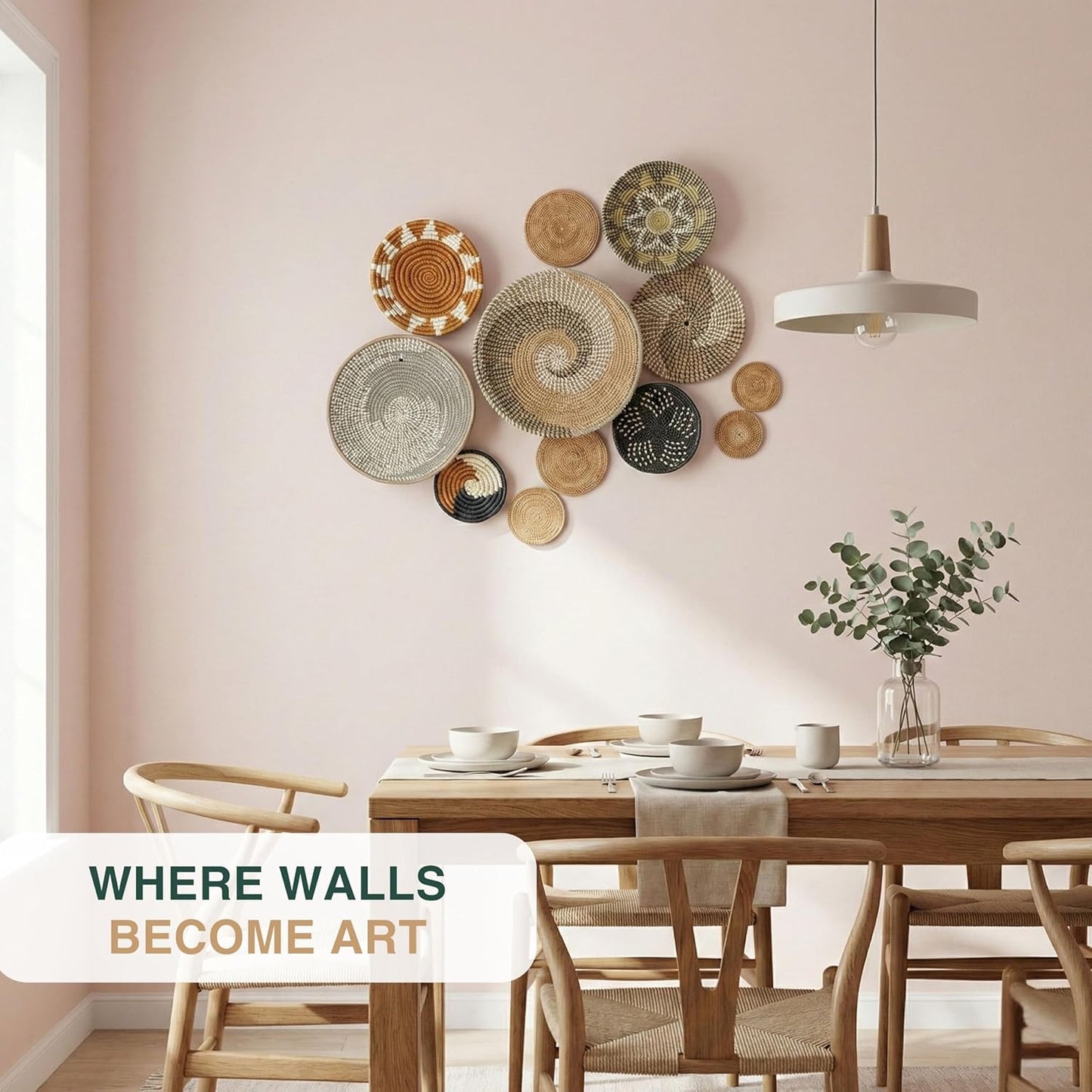 Woven Basket Wall Decor / Set of 12