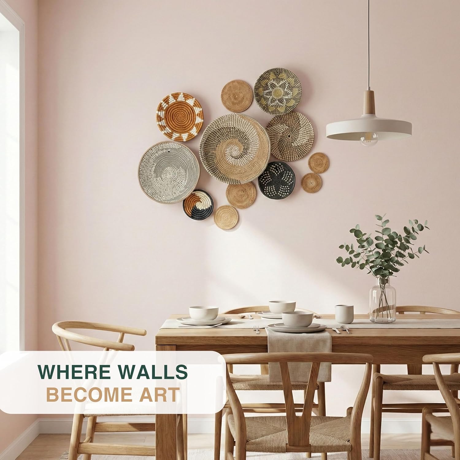Woven Basket Wall Decor / Set of 12