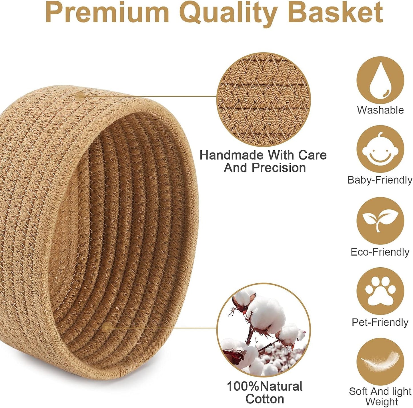 【 】 Small Woven Baskets / Brown / Set of 2