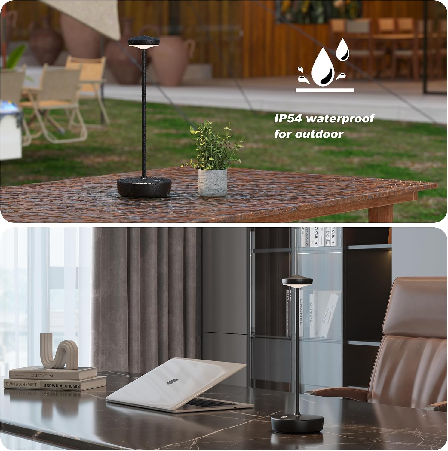 TBBGA Cordless Table Lamp Rechargeable 2 Pack, 5000mAh Battery Table Light | LED, 3 Color Temperatures, Stepless