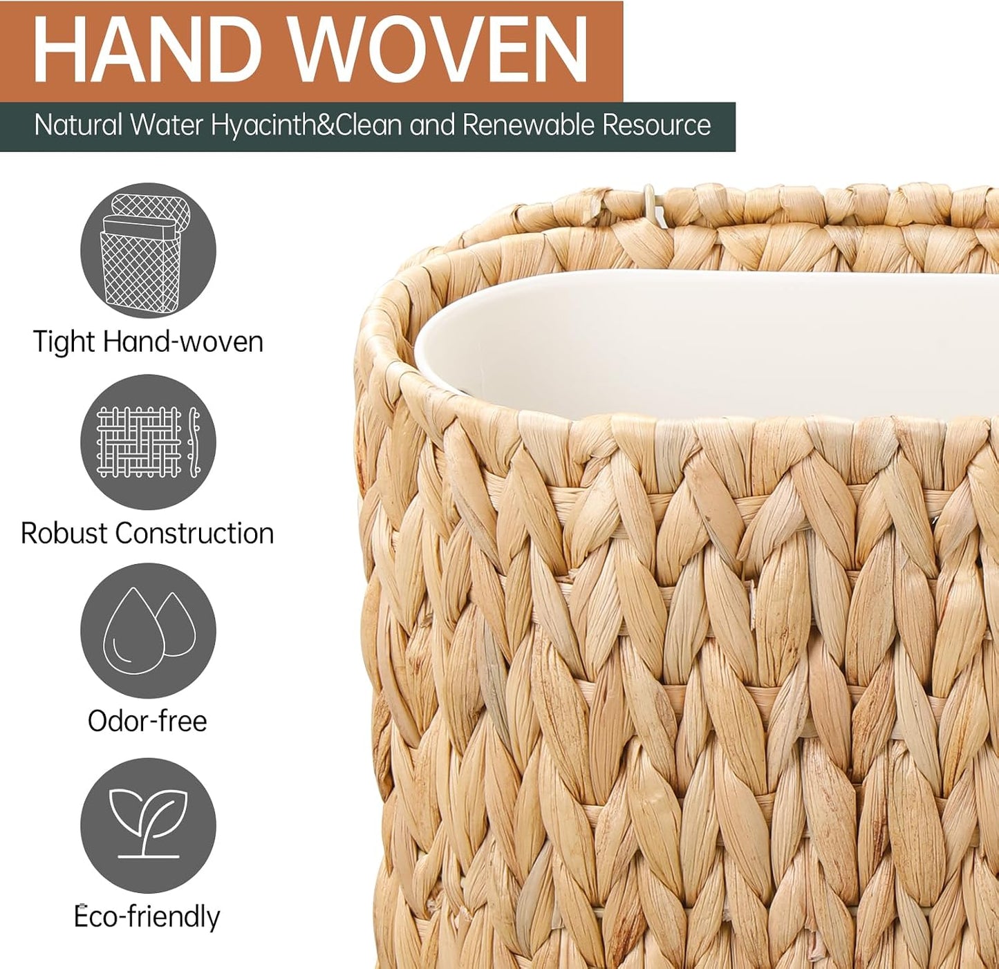 Narrow Rattan Waste Basket / 3 Gallon