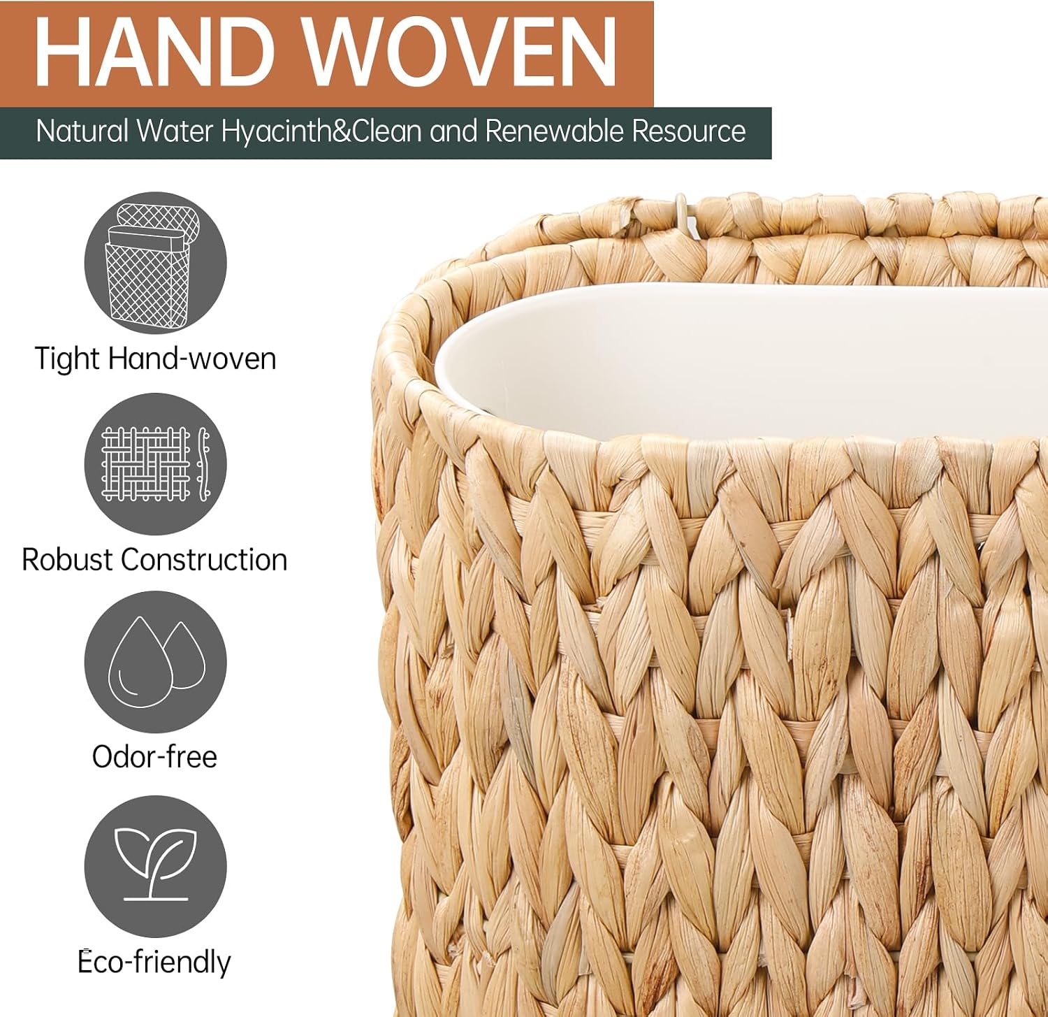 Narrow Rattan Waste Basket / 3 Gallon