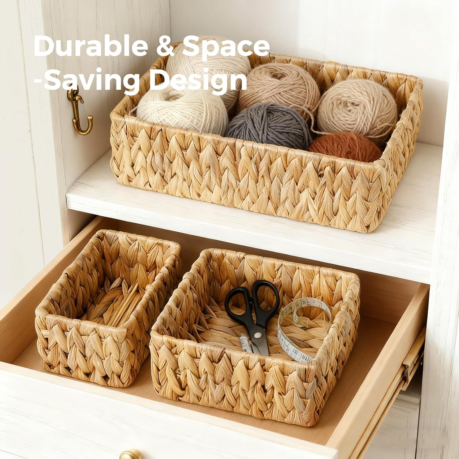 Large and Small Wicker Baskets Set / Natural / Set of 3