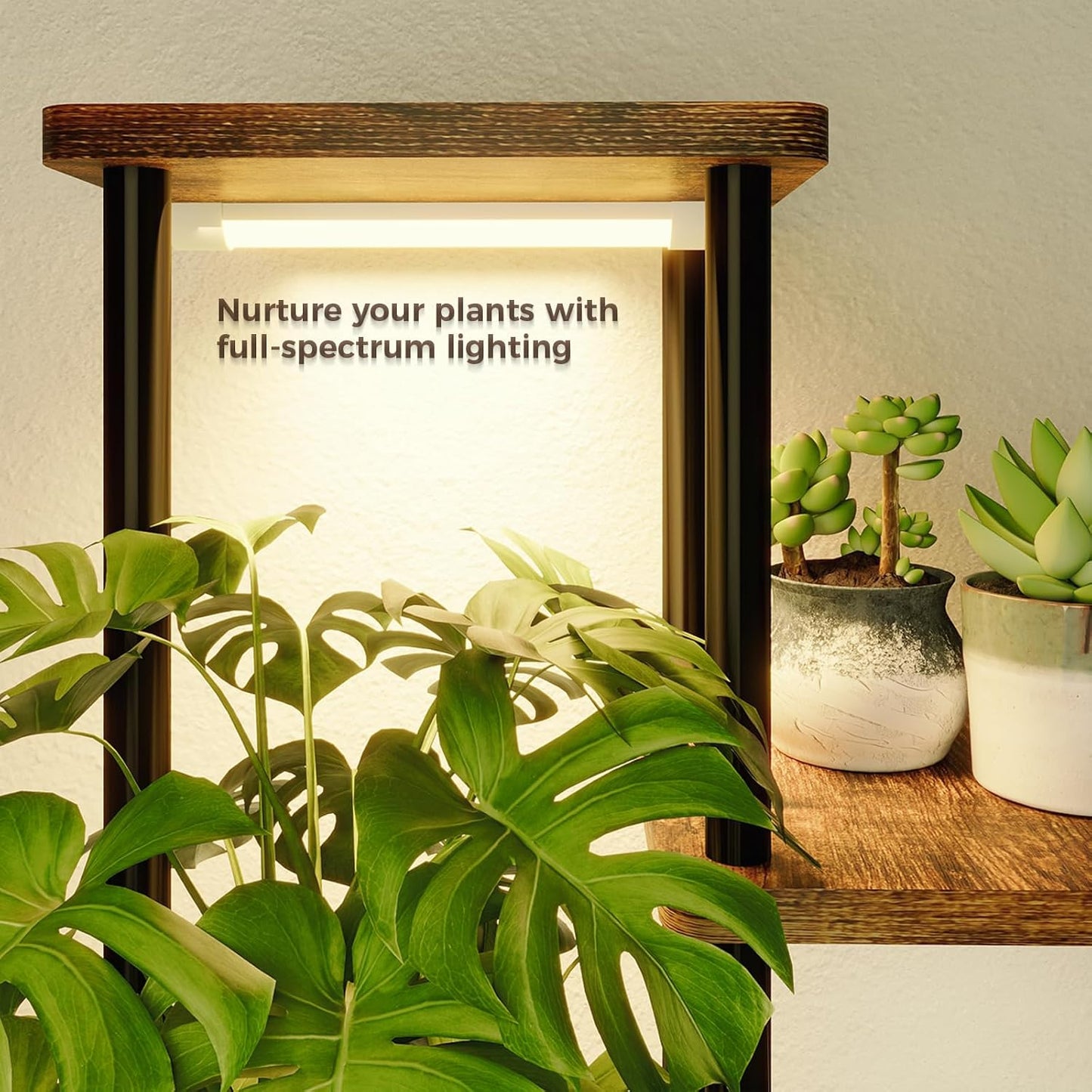 Bamworld Tall Plant Stand Indoor with Grow Light Corner Plant Shelf | 5 Tier Plant Shelf with Grow Lights for Plants