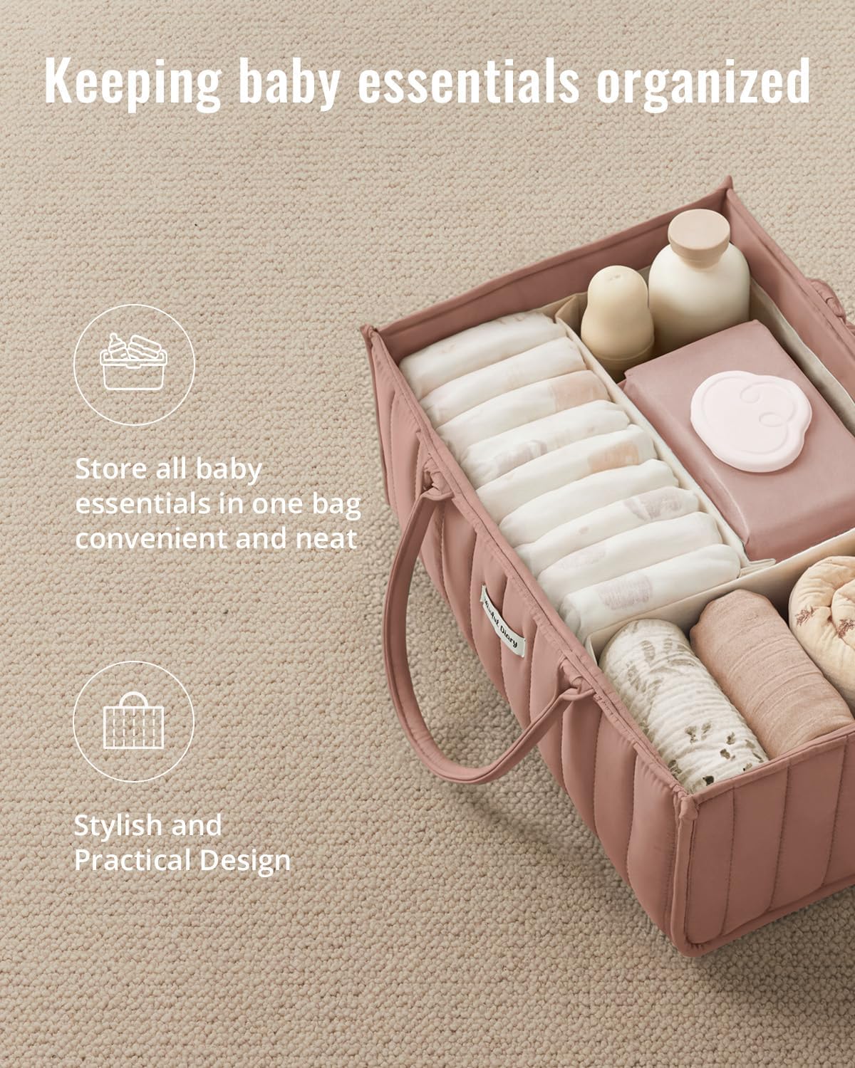 Baby Diaper Caddy Organizer / Blush Pink